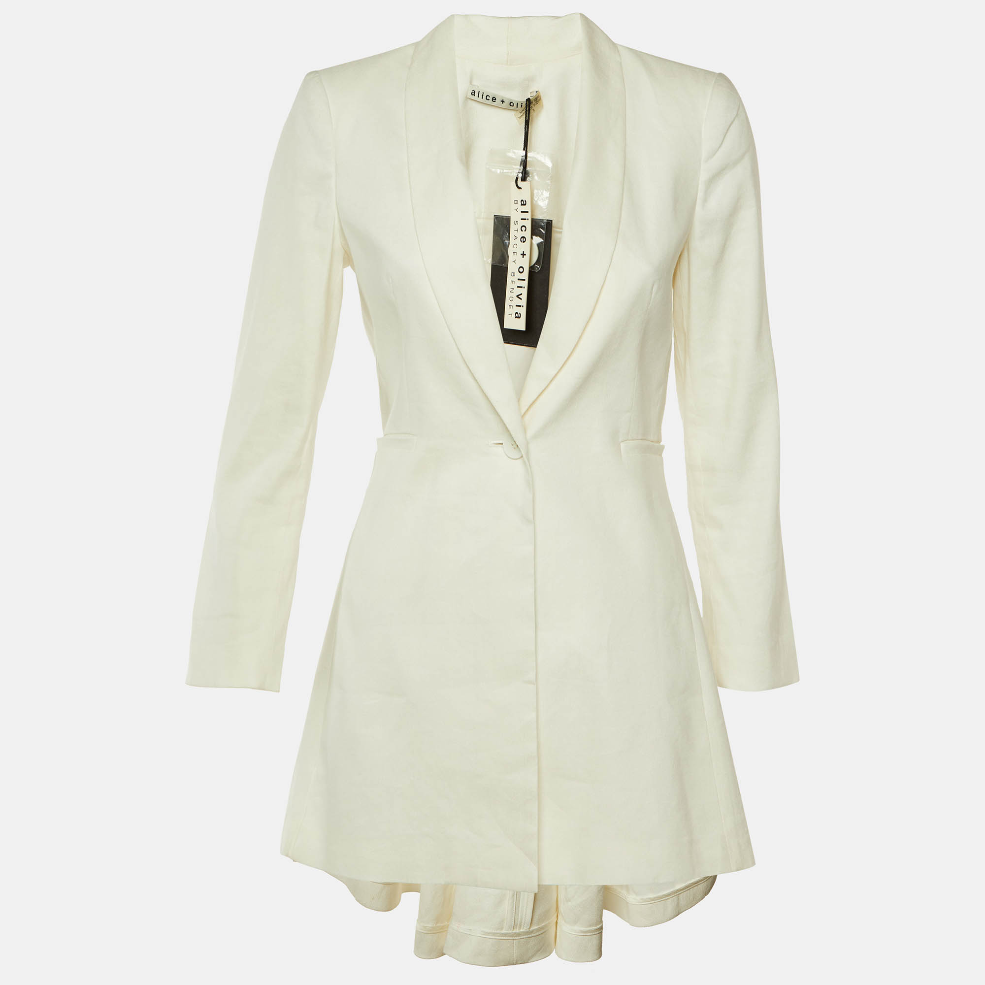 

Alice + Olivia White Linen Blend Shawl Collar Blazer M
