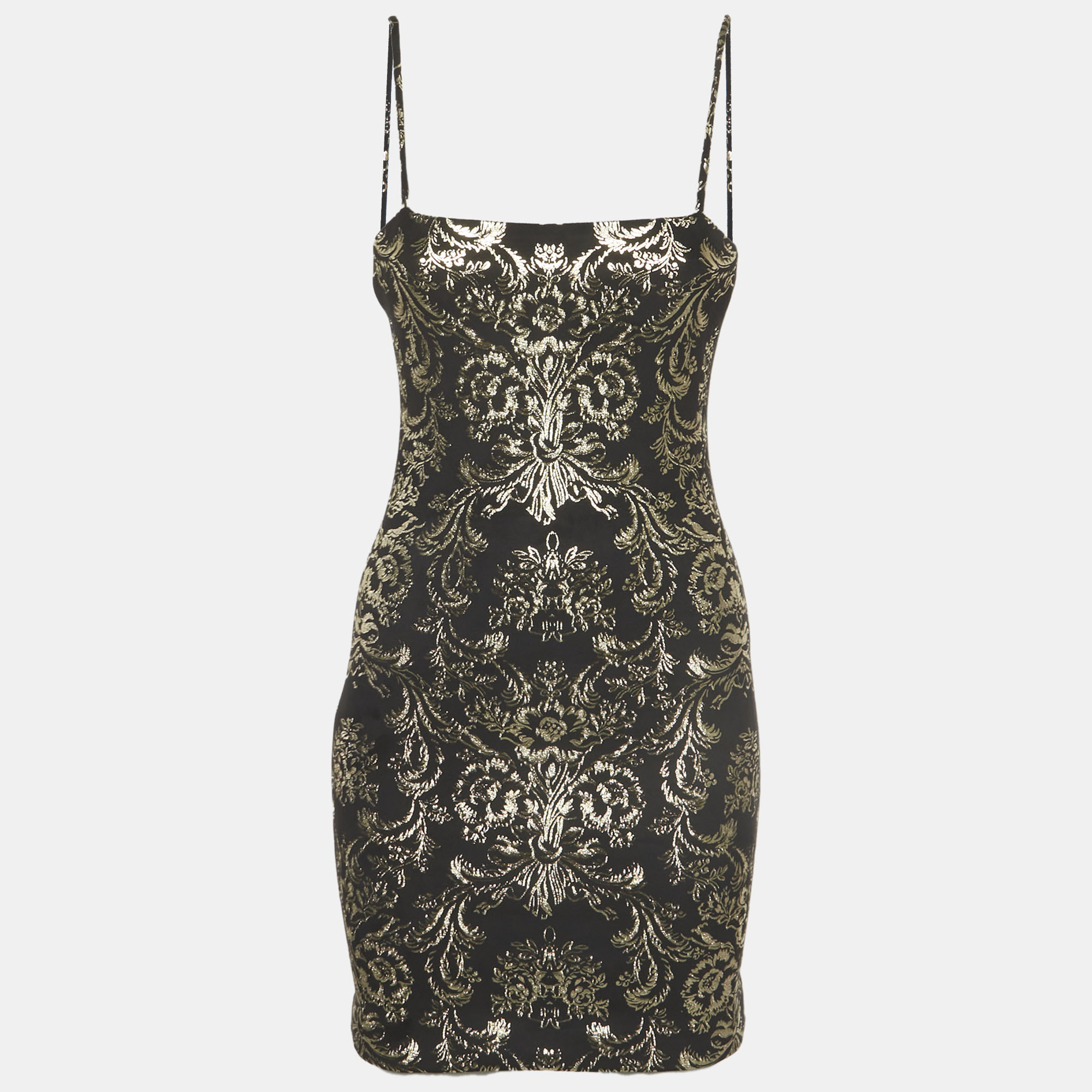 

Alice + Olivia Black Floral Foil Print Fifi Mini Dress S