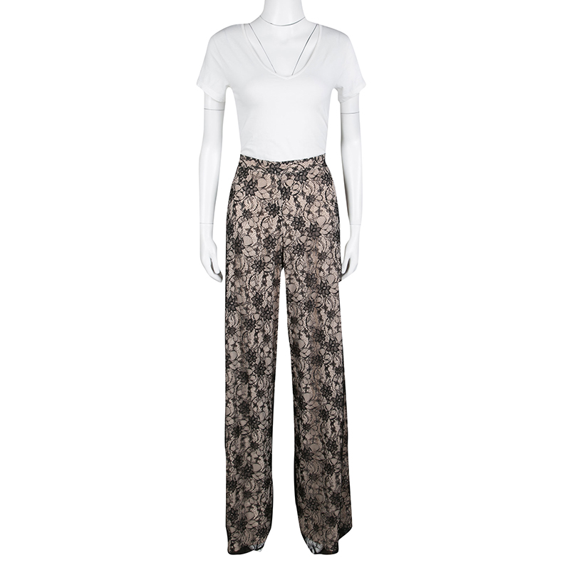 

Alice + Olivia Black Lace Overlay High Rise Wide Leg Pants