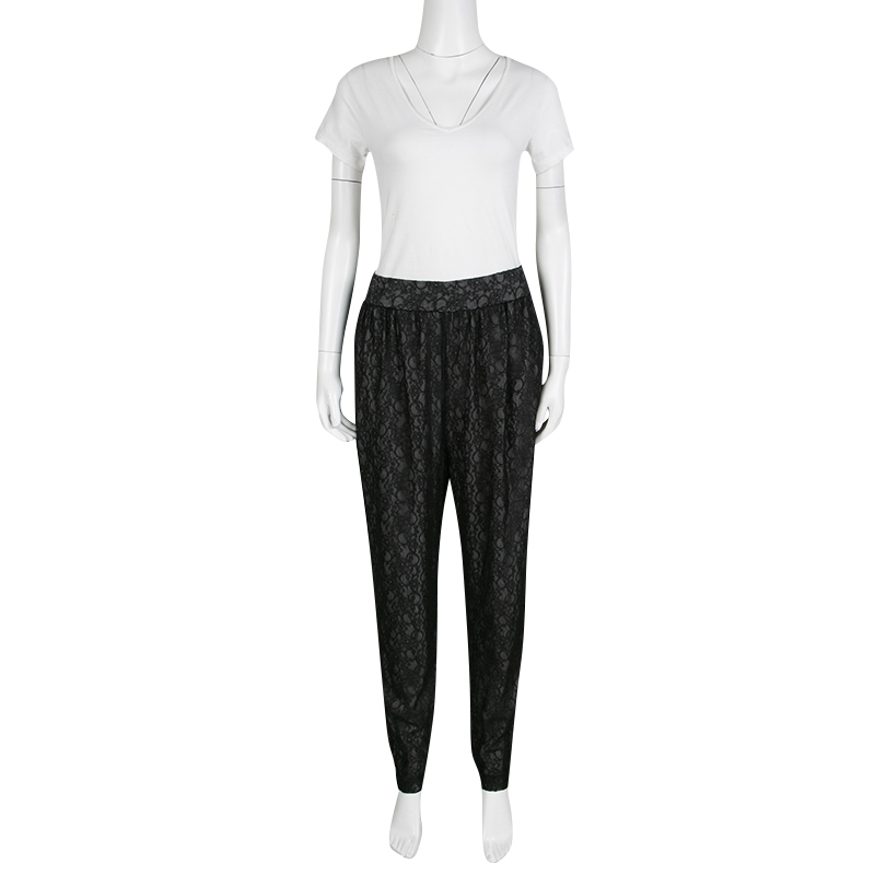 

Alice + Olivia Black Lace High Waist Tapered Pants