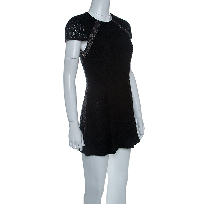 

Alice+Olivia Black Floral Lace Rozzi Romper