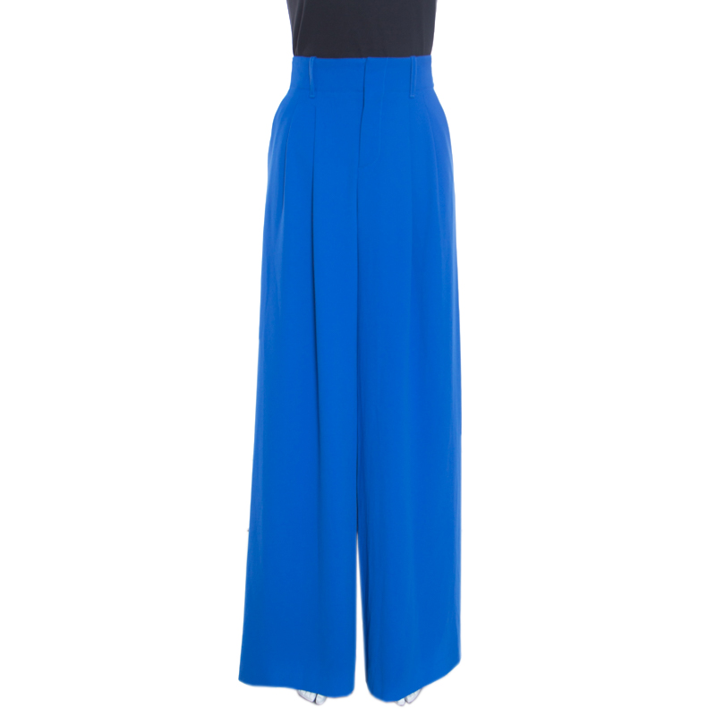 Alice + Olivia Cobalt Blue Pleated High Waist Eloise Palazzo Pants M