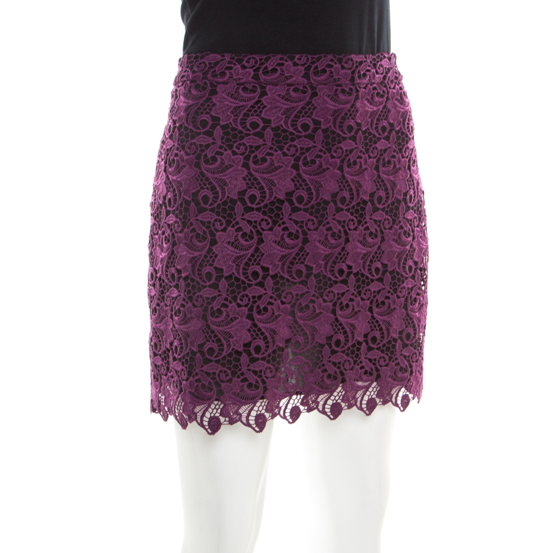 

Alice + Olivia Plum Lace Riley Mini Skirt, Purple