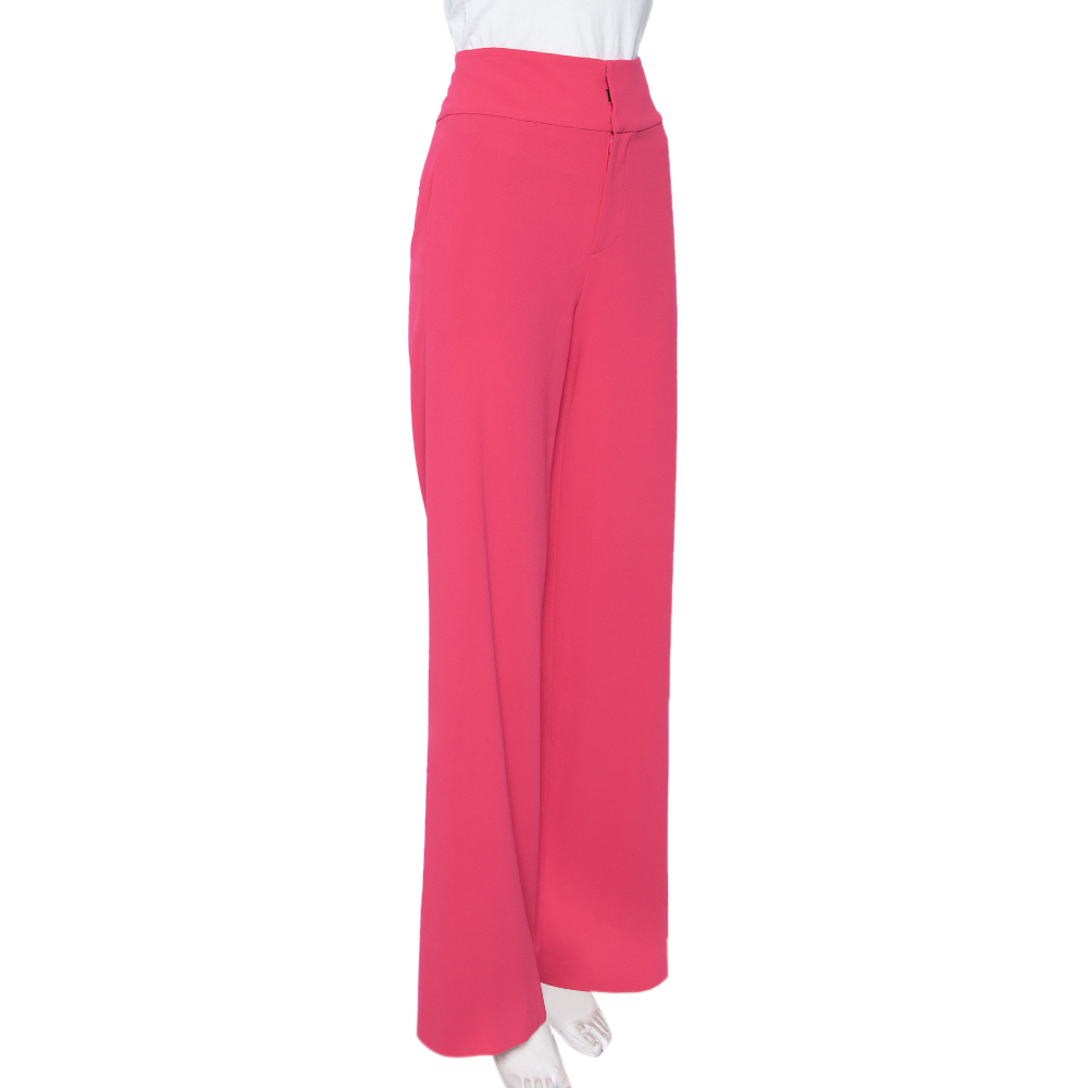 

Alice + Olivia Pink Crepe Wide Leg Knox Trousers
