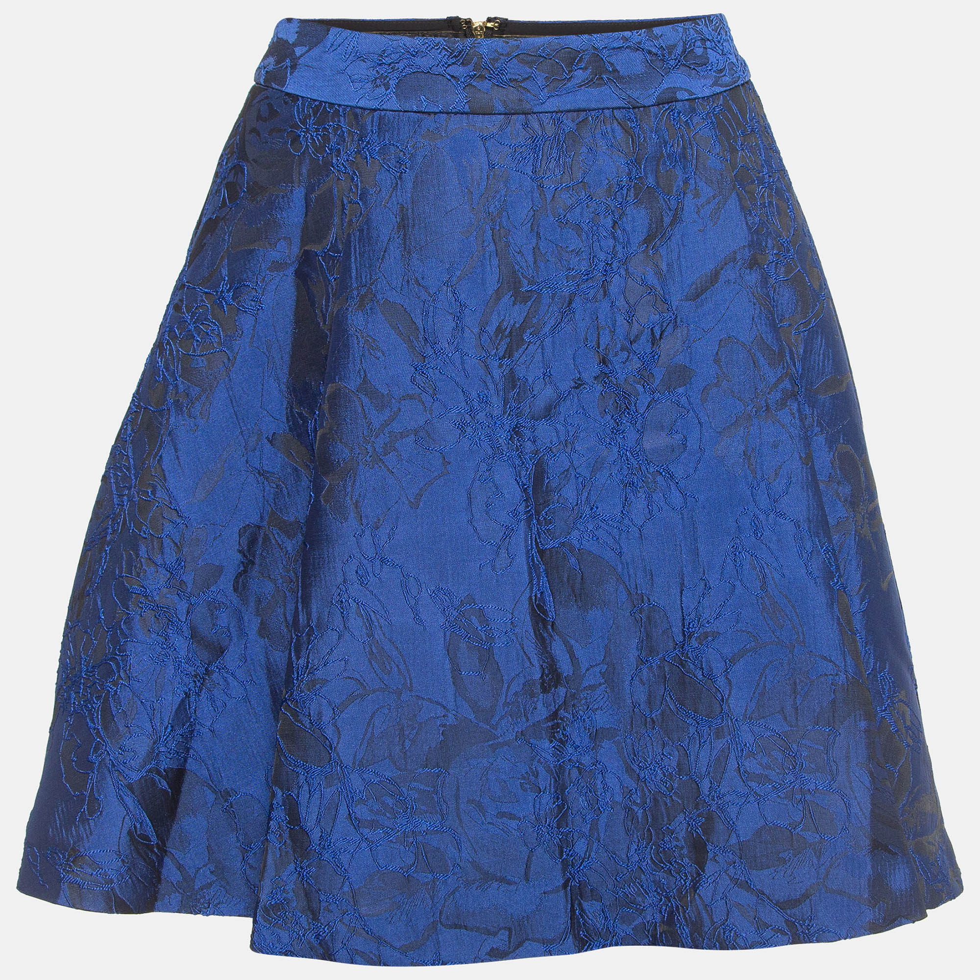 Pre-owned Alice And Olivia Blue Floral Jacquard Mini Skirt S
