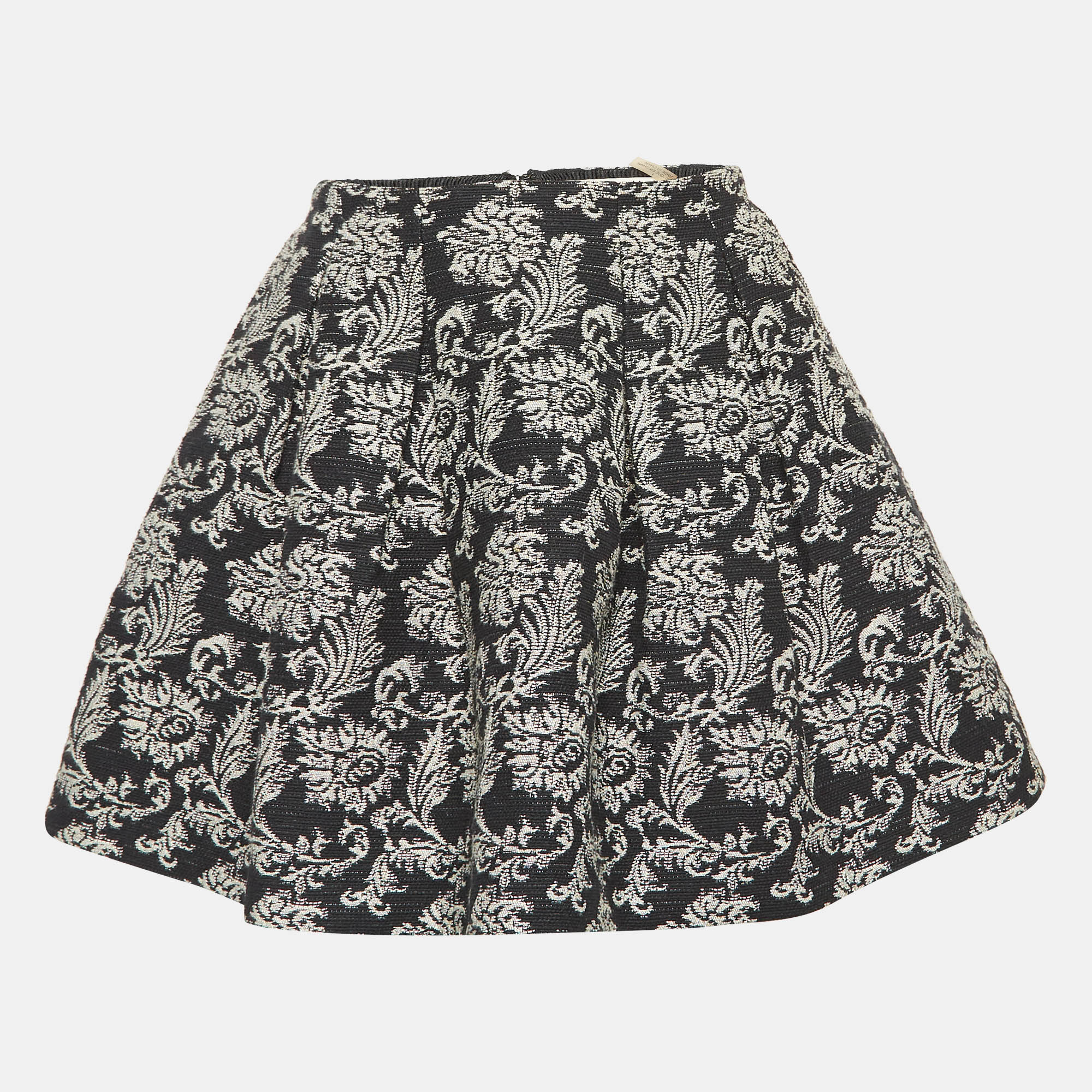 

Alice + Olivia Black Jacquard Pleated Mini Skirt S