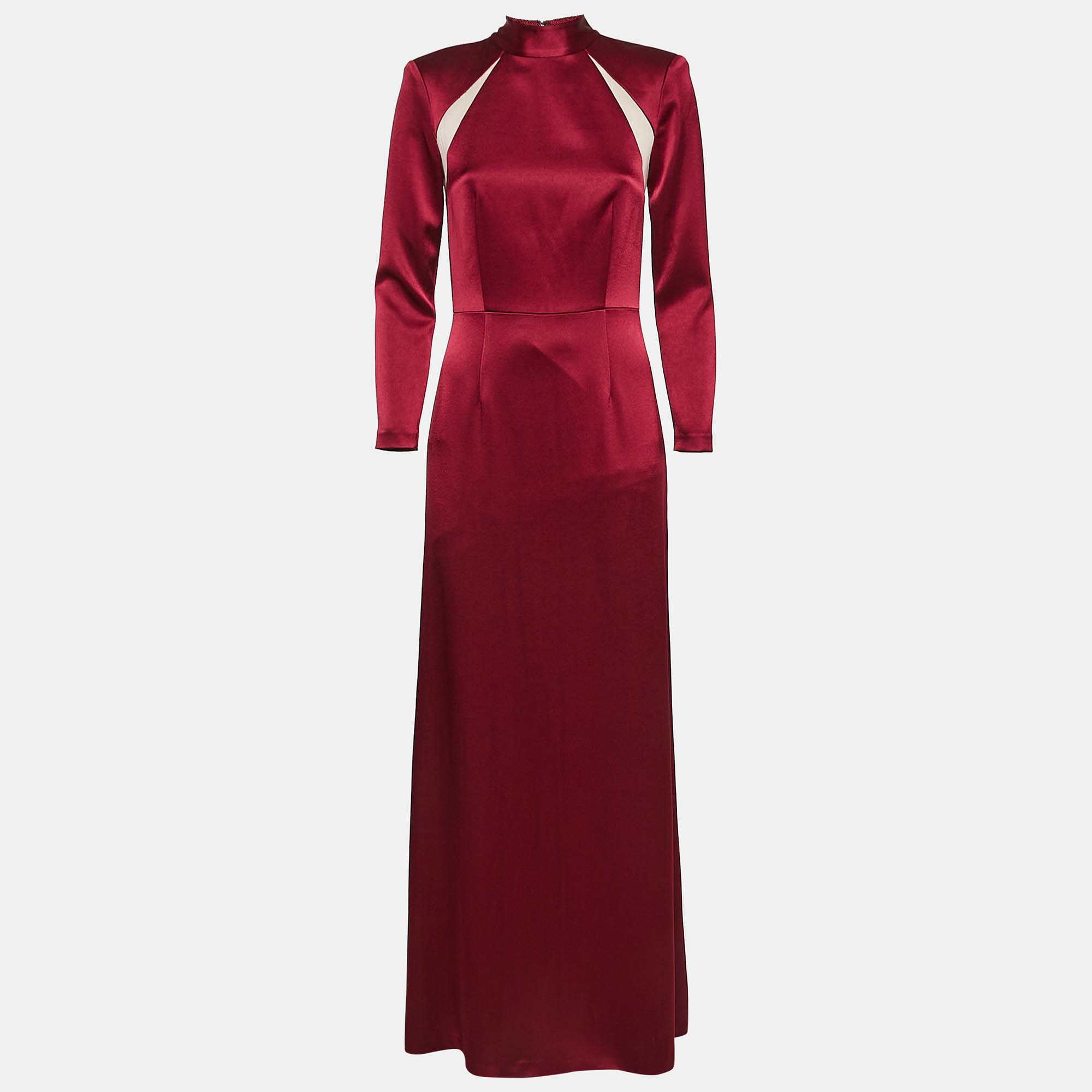 

Alice + Olivia Burgundy Satin High Neck Maxi Dress S