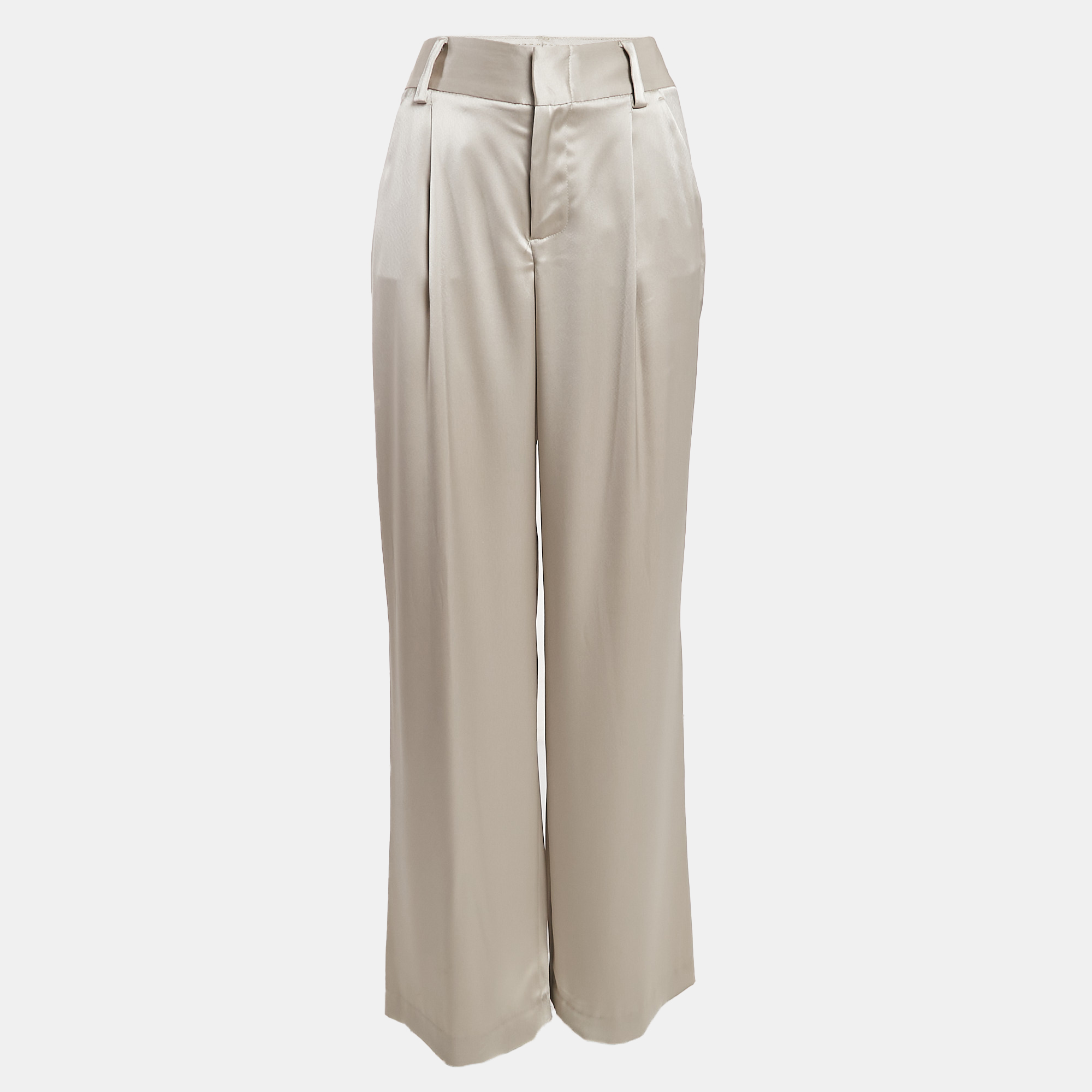 

Alice + Olivia Off-White Satin Wide-Leg Trousers M