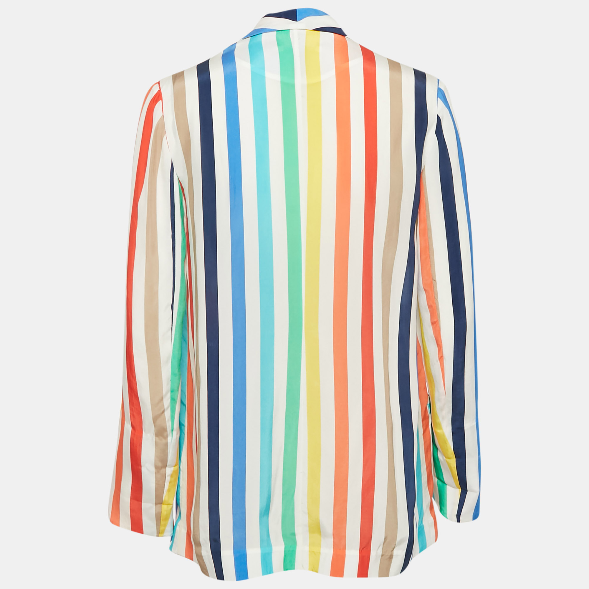 Alice + Olivia Multicolor Kylie Rainbow Stripe Cupro Shawl Collar Jacket XS 
