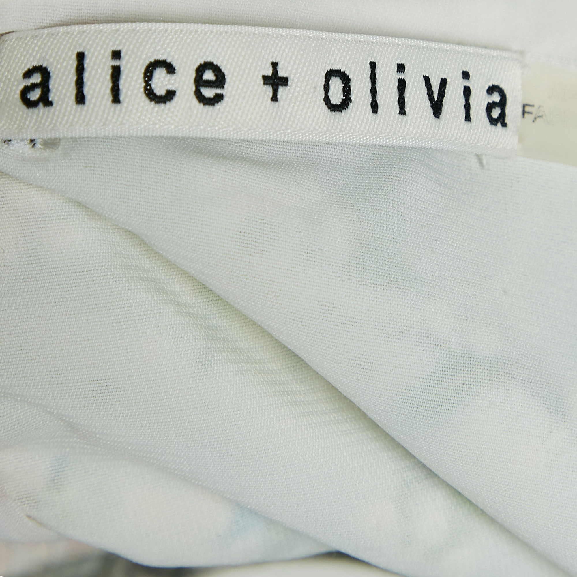 Alice + Olivia Multicolor Schiffli Smoked Flounce Mini Dress S 