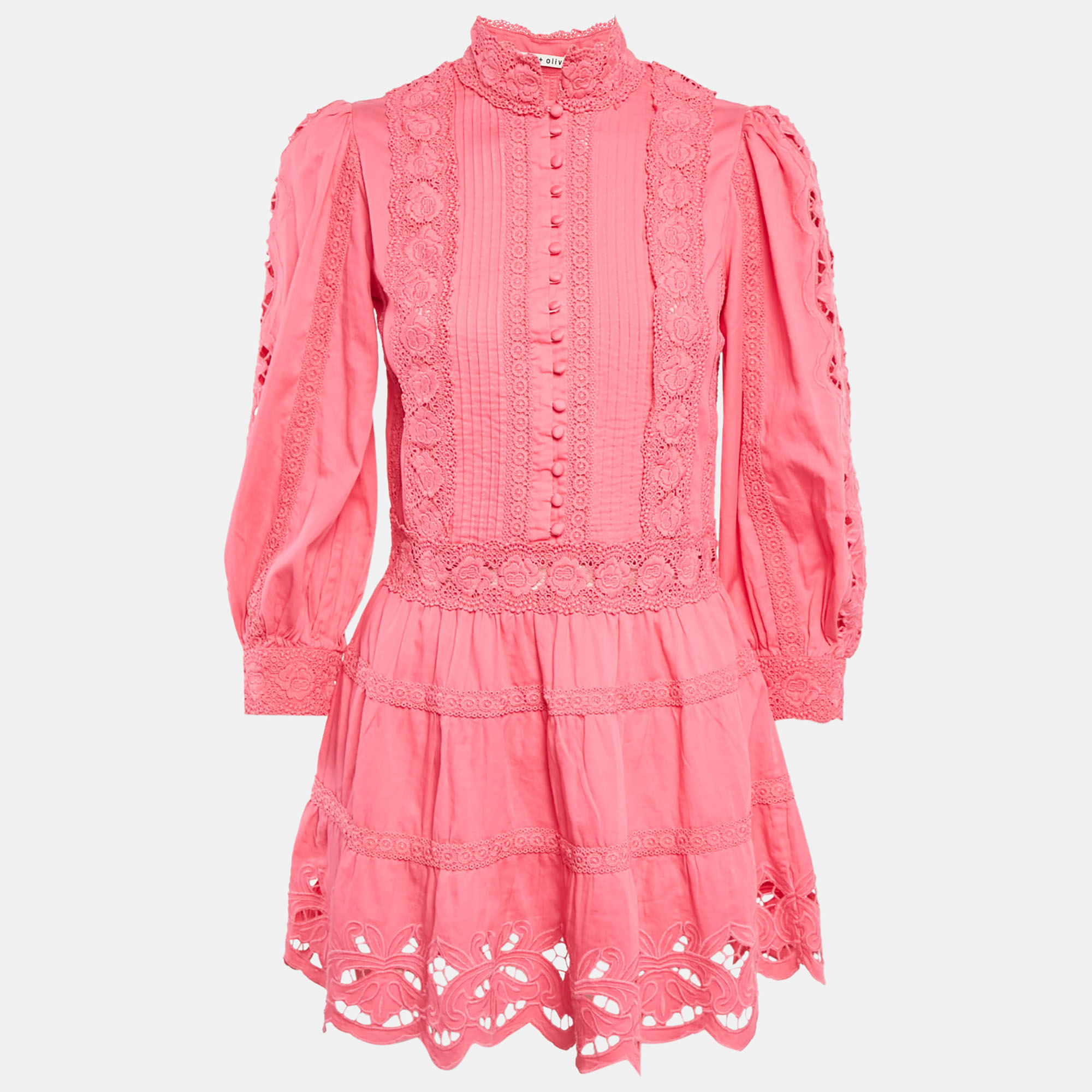 

Alice + Olivia Pink Lace Trim Cotton Mini Dress S