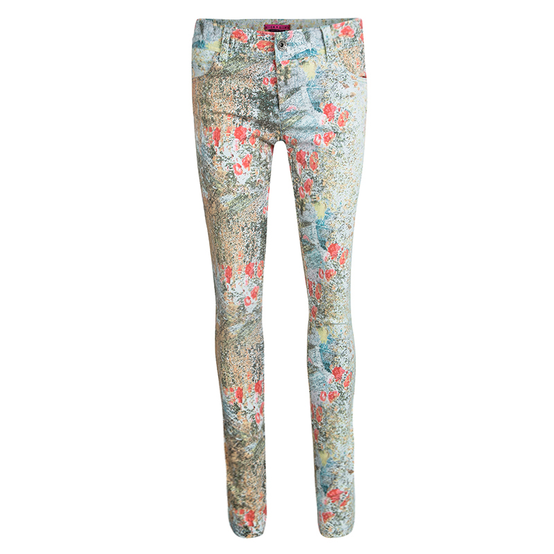 Alice + Olivia Multicolor Floral Printed Skinny Jeans S