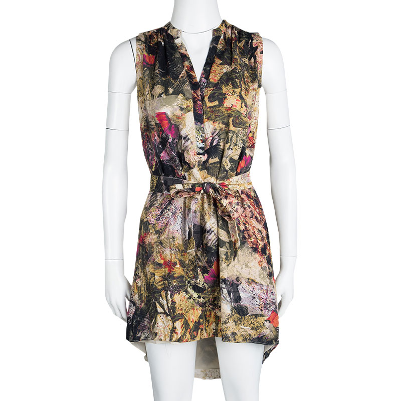 

Alice + Olivia Multicolor Floral Print Belted Berk Dress