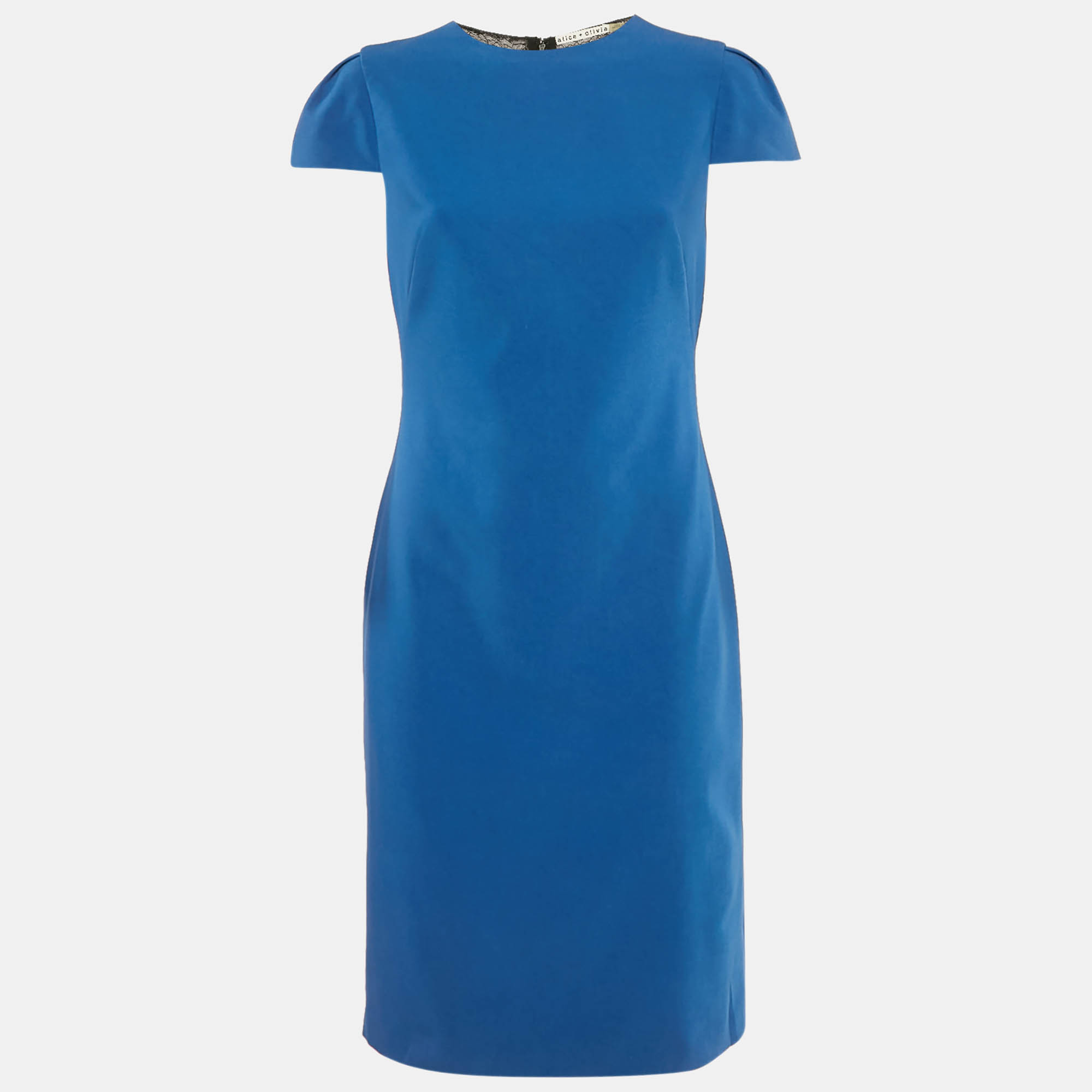 

Alice + Olivia Blue Lace Trim Crepe Mini Dress M
