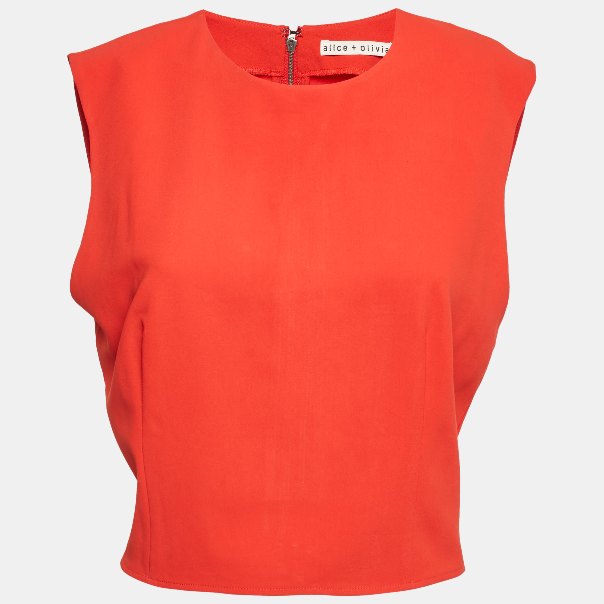 

Alice + Olivia Orange Crepe Sleeveless Blouse L