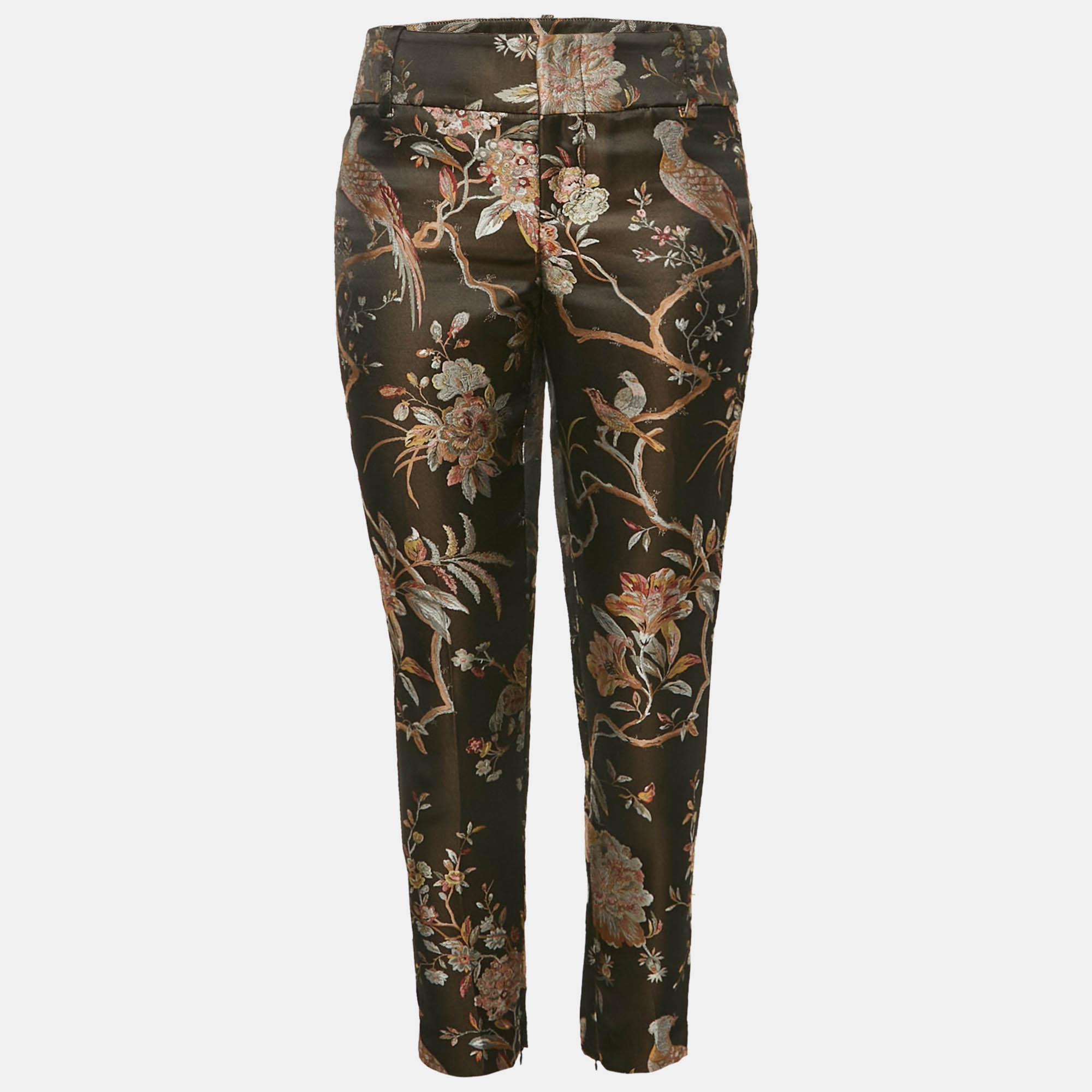 

Alice + Olivia Black Floral Jacquard Trousers S