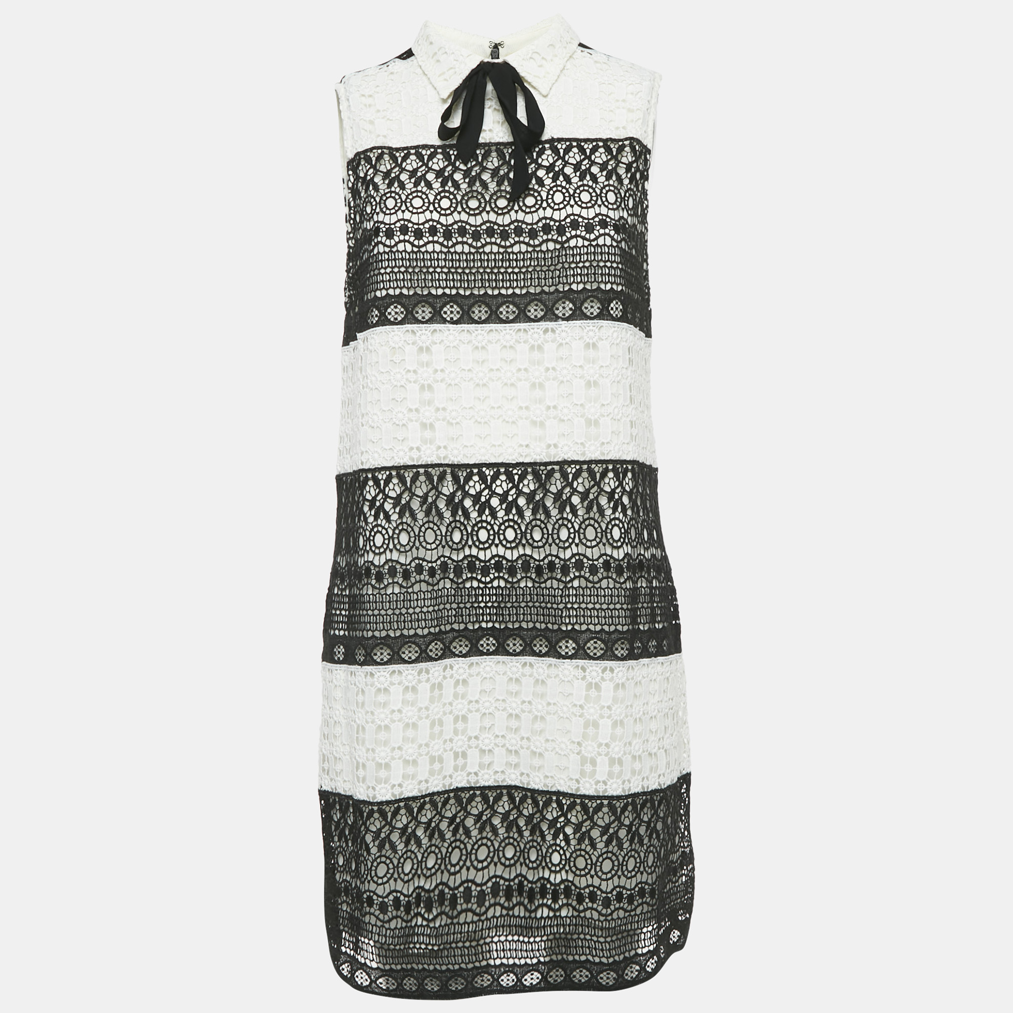 

Alice + Olivia White/Black Lace Sleeveless Mini Dress M