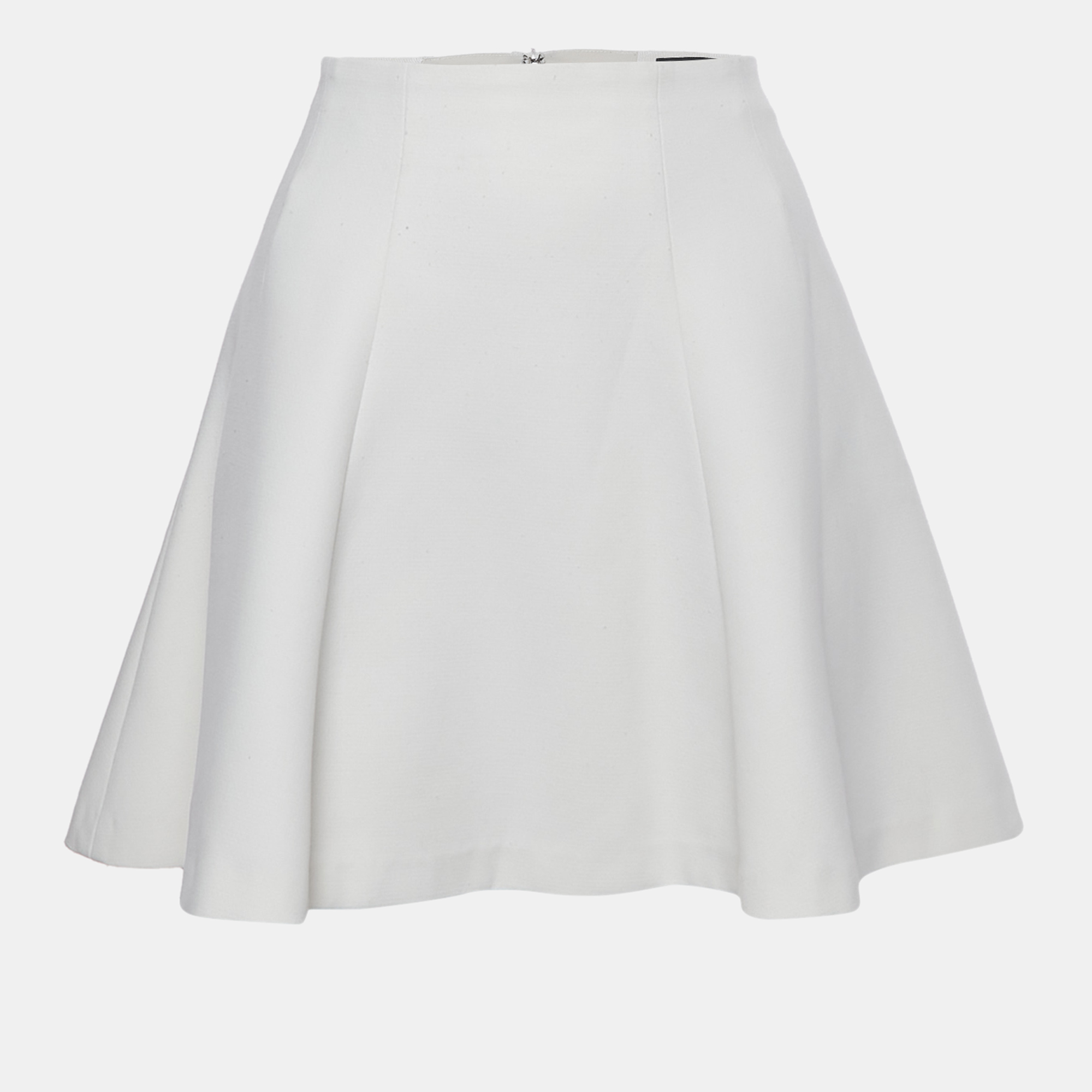 Pre-owned Alice And Olivia Employed White Jersey Flared Mini Skirt S