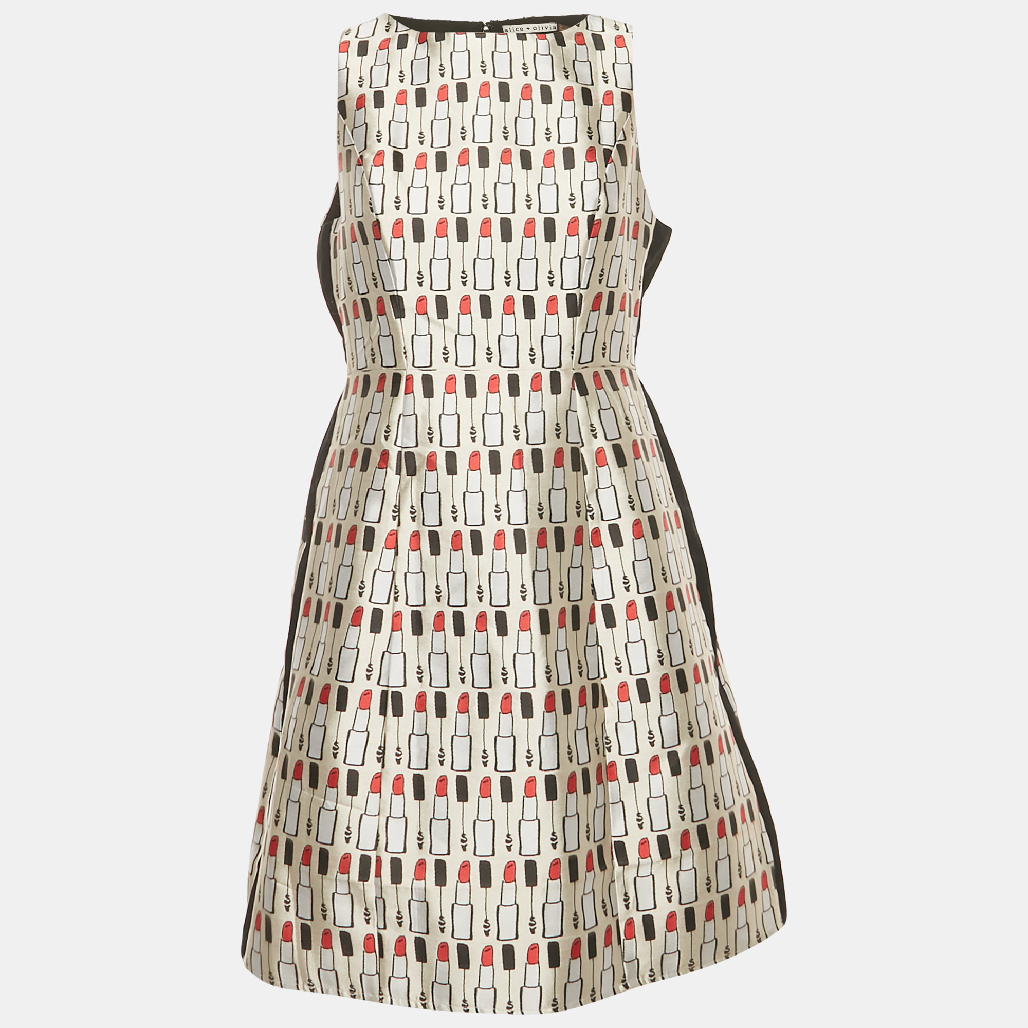 Pre-owned Alice And Olivia Multicolor Jacquard Lindsey Structured Pouf Mini Dress S
