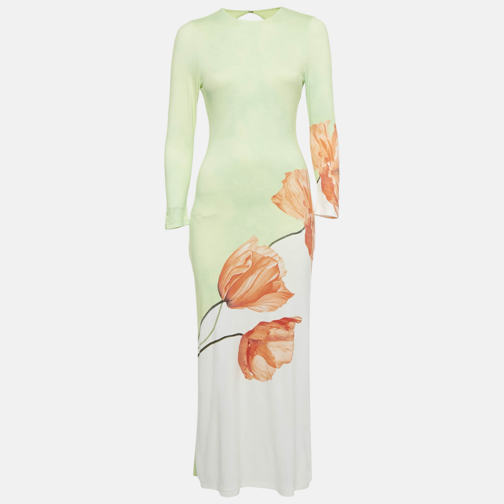 Pre-owned Alice And Olivia Green Floral Print Jersey Delora Maxi Dress S
