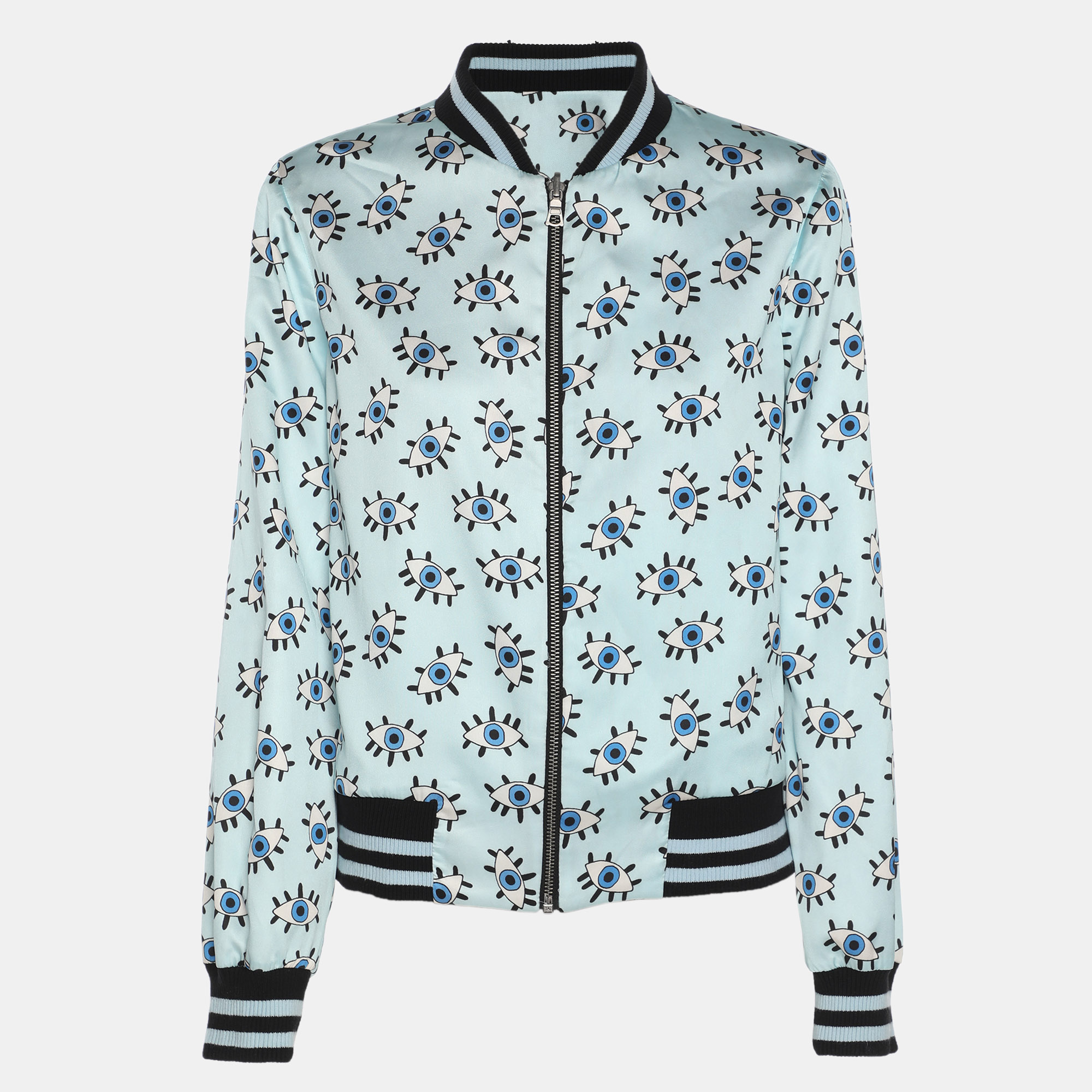 Pre-owned Alice And Olivia Multicolor Printed Nylon Lonnie Reversible Bomber Jacket S