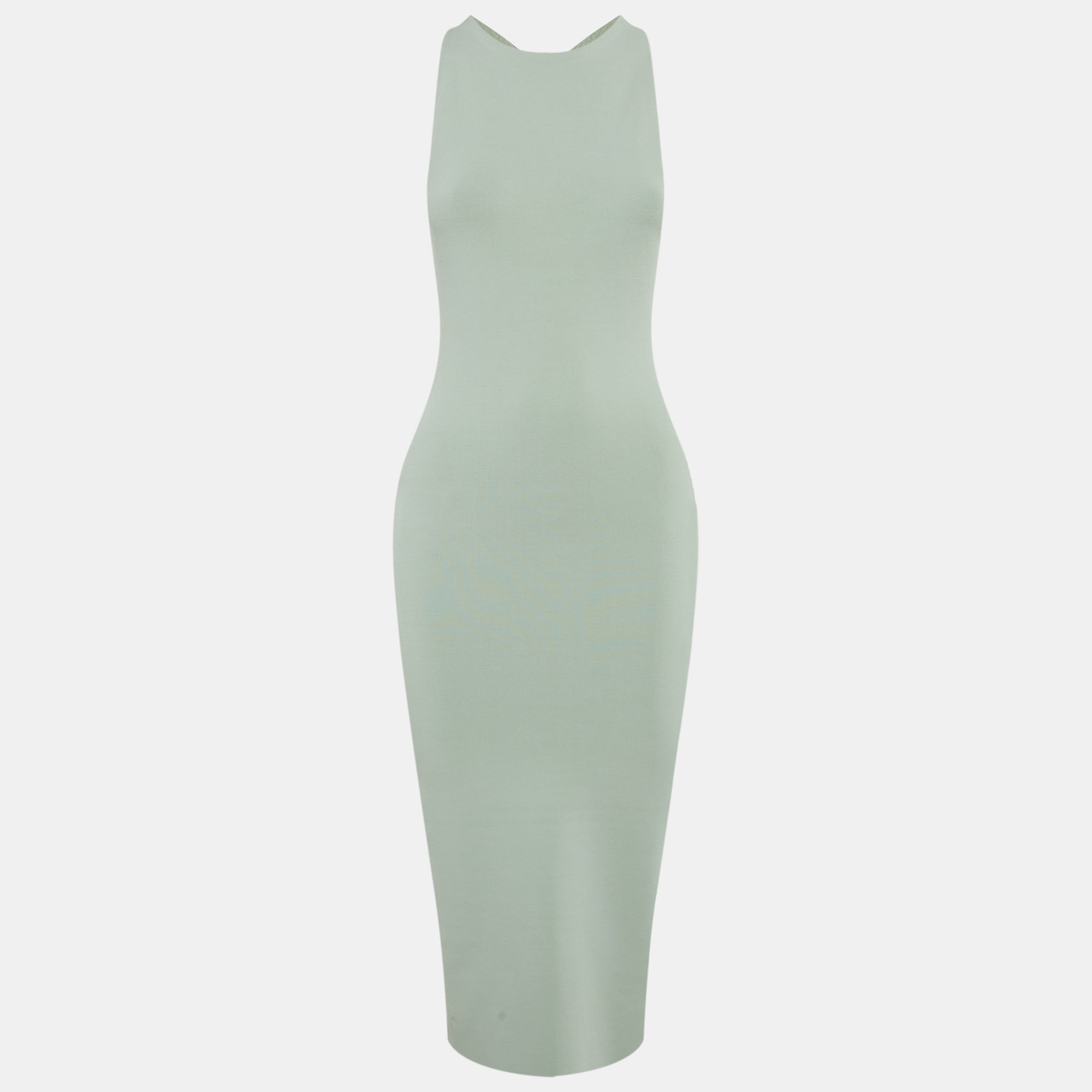 Pre-owned Alice And Olivia Green Stretch Knit Midi Dress M