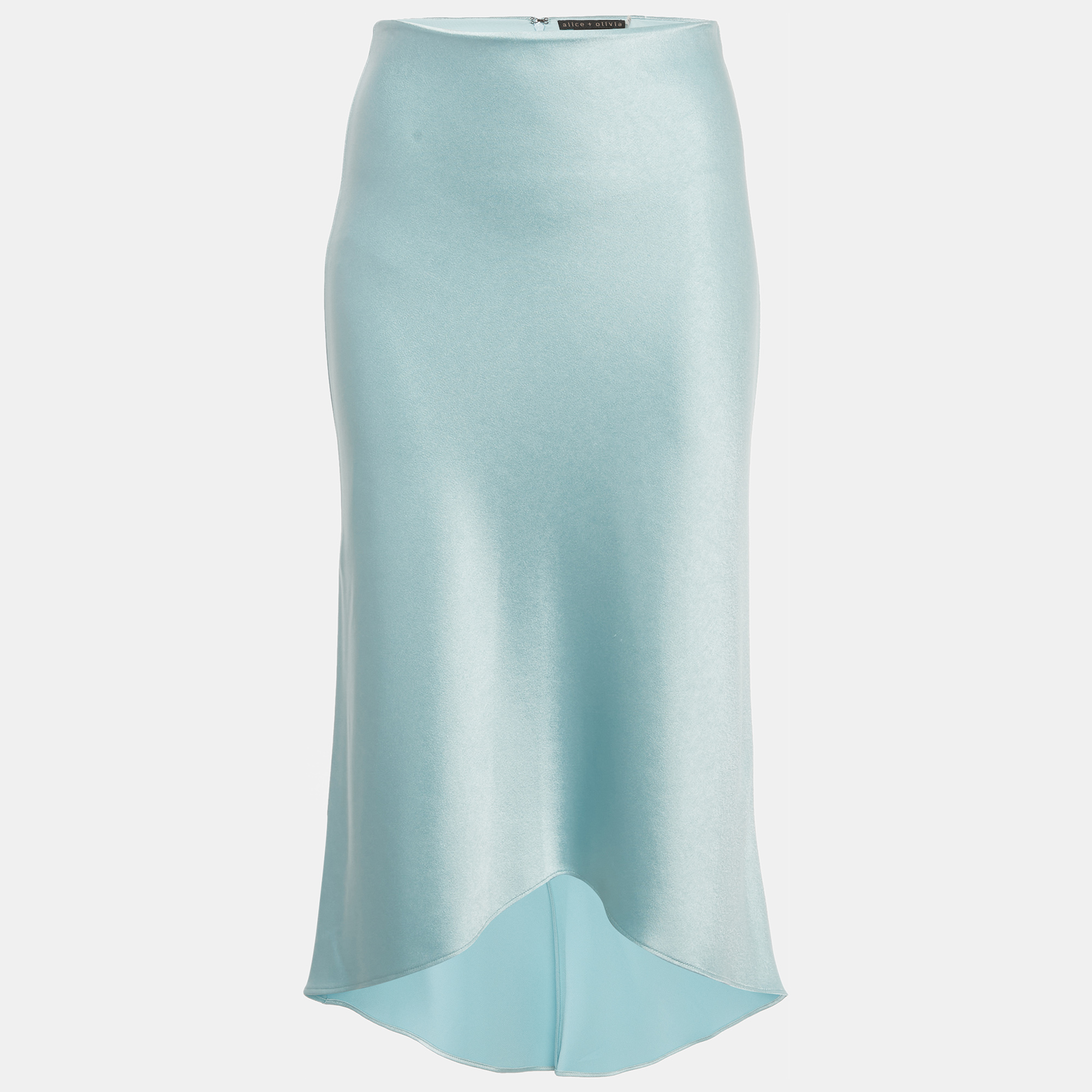 Pre-owned Alice And Olivia Blue Satin High-low Skirt M
