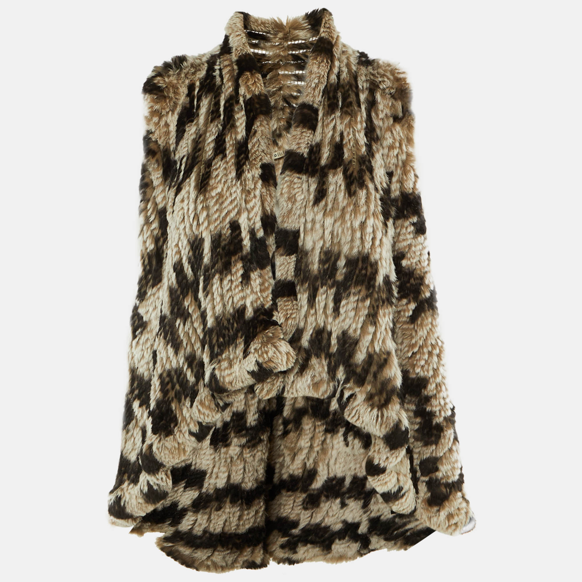 Pre-owned Alice And Olivia Cream Open Front Fur Vest Jacket S In White