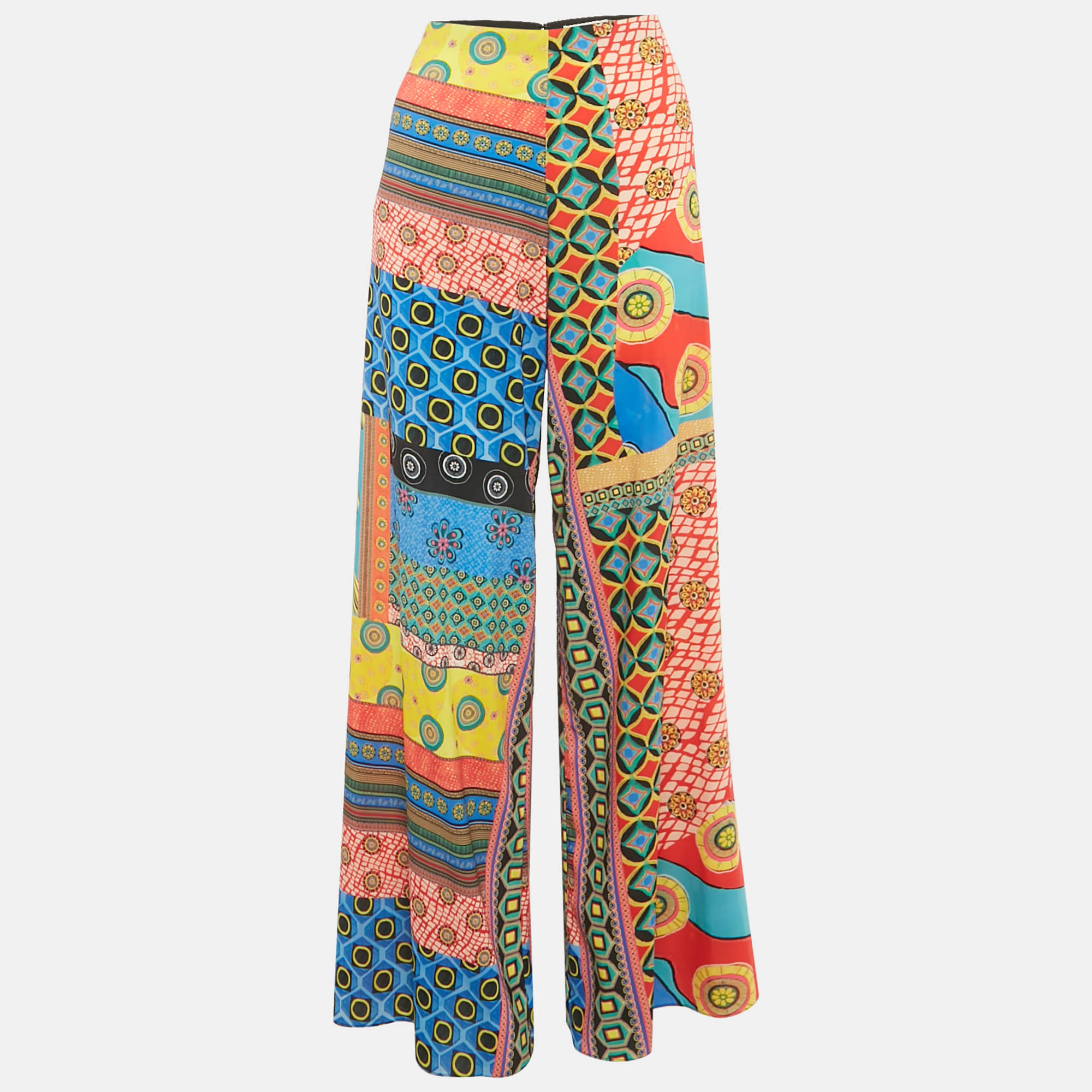 Pre-owned Alice And Olivia Multicolor Printed Crepe Wide-leg Trousers S