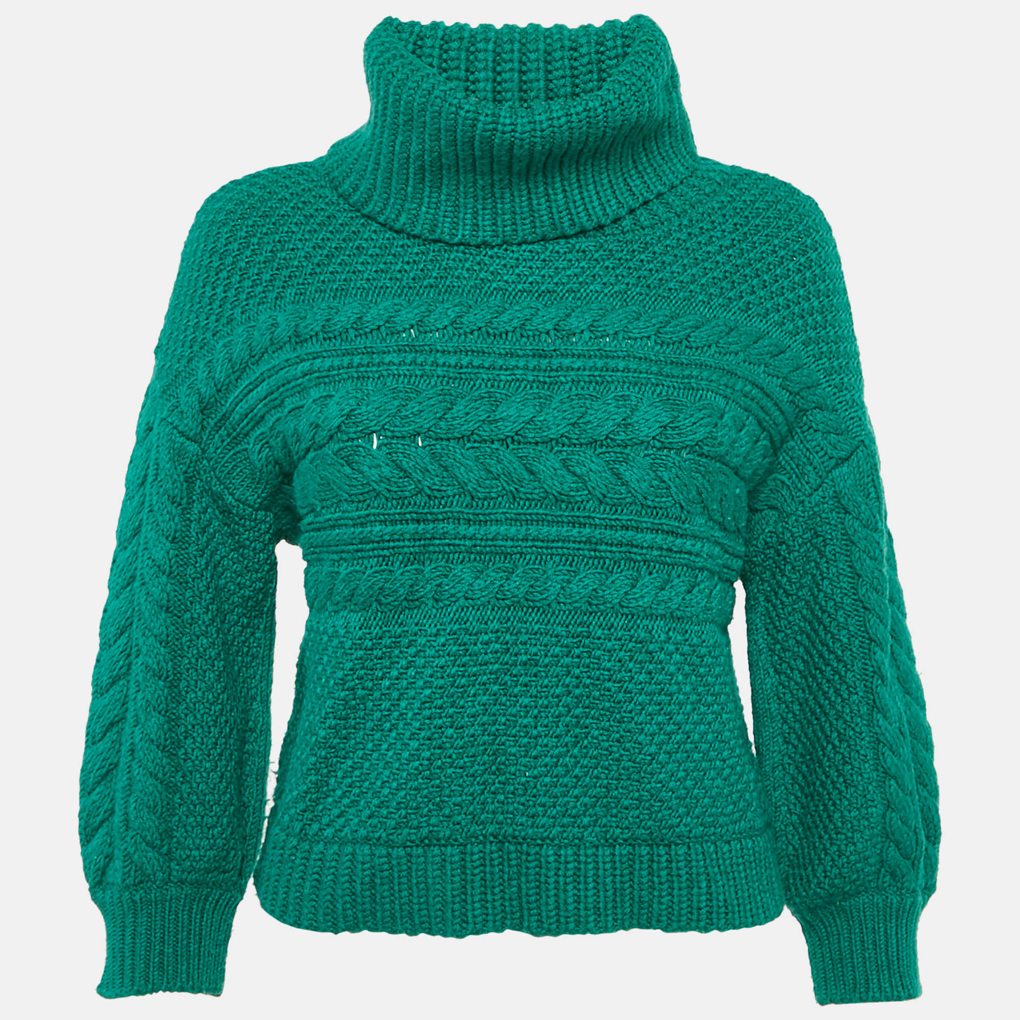 

Alice + Olivia Green Wool Turtleneck Francine Merino Sweater XS