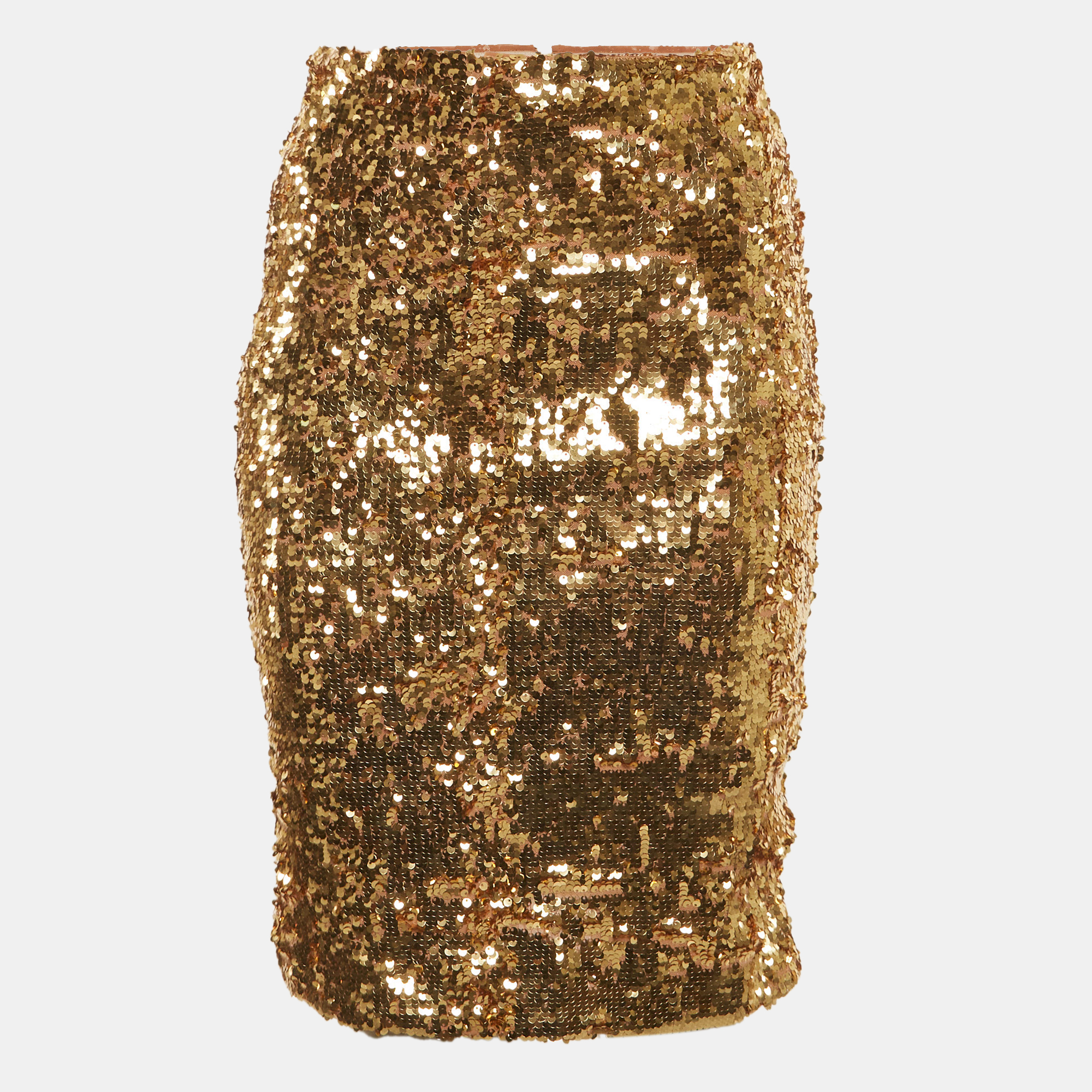 Pre-owned Alice And Olivia Gold Sequin Ramos Pencil Skirt Xs