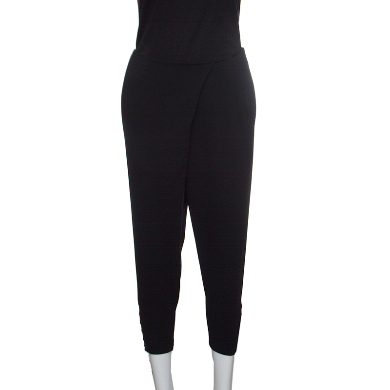 Pre Owned Alice + Olivia AIR Black Ankle Zip Detail Draped Cropped Pants M