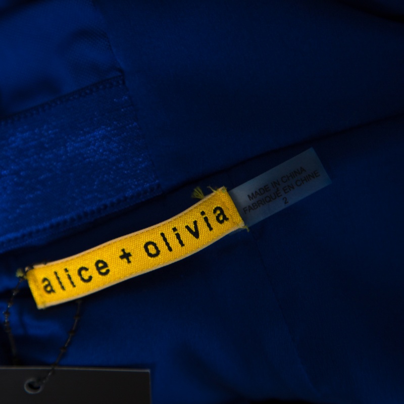 Pre-owned Alice And Olivia June Cobalt Blue Sleeveless Peplum Dress S