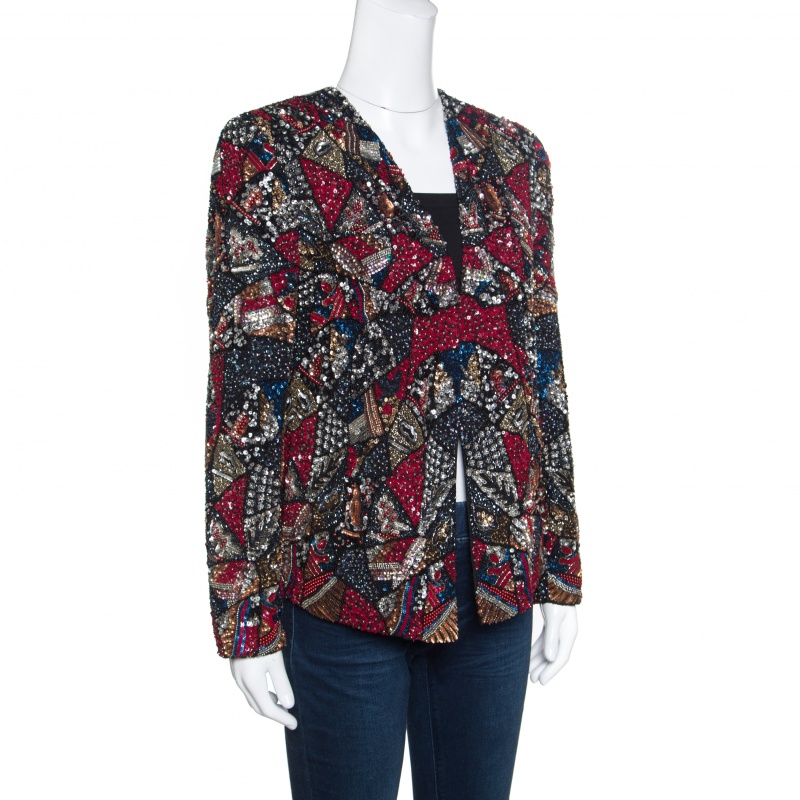 

Alice + Olivia Multicolor Embellished Open Front Jacket