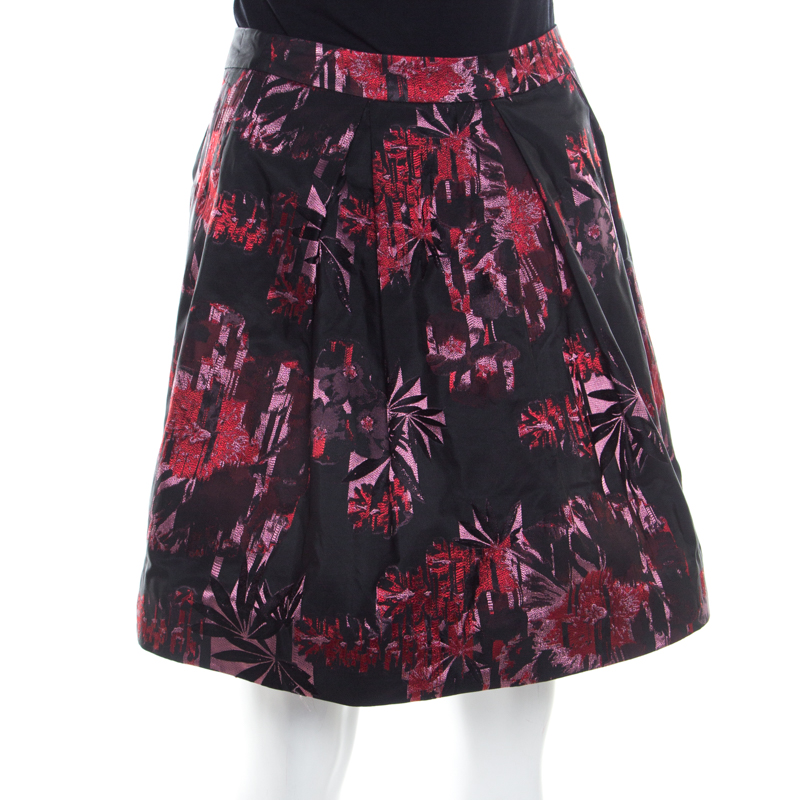 

Alice + Olivia Black Silk Embroidered Pia Pouf Full Skirt