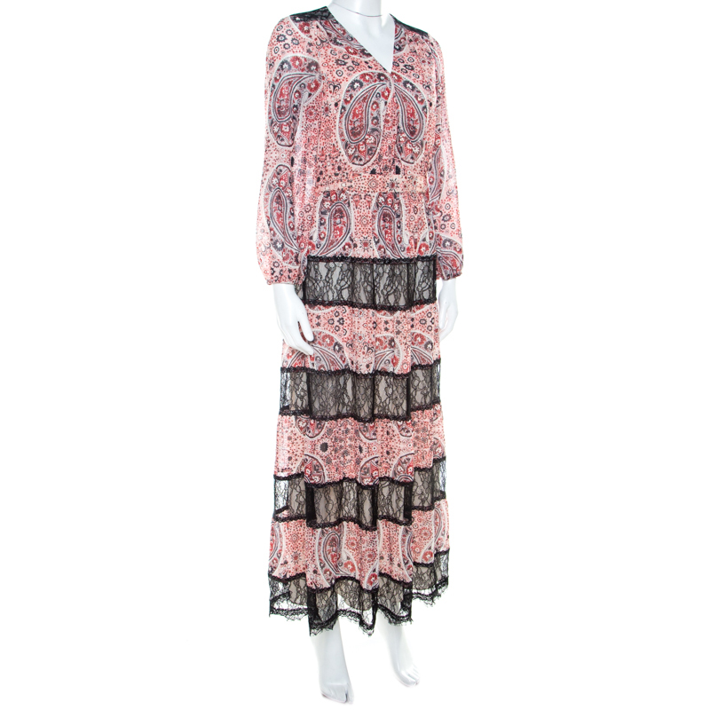 

Alice + Olivia Red Bohemian Paisley Print Chiffon Daren Maxi Dress