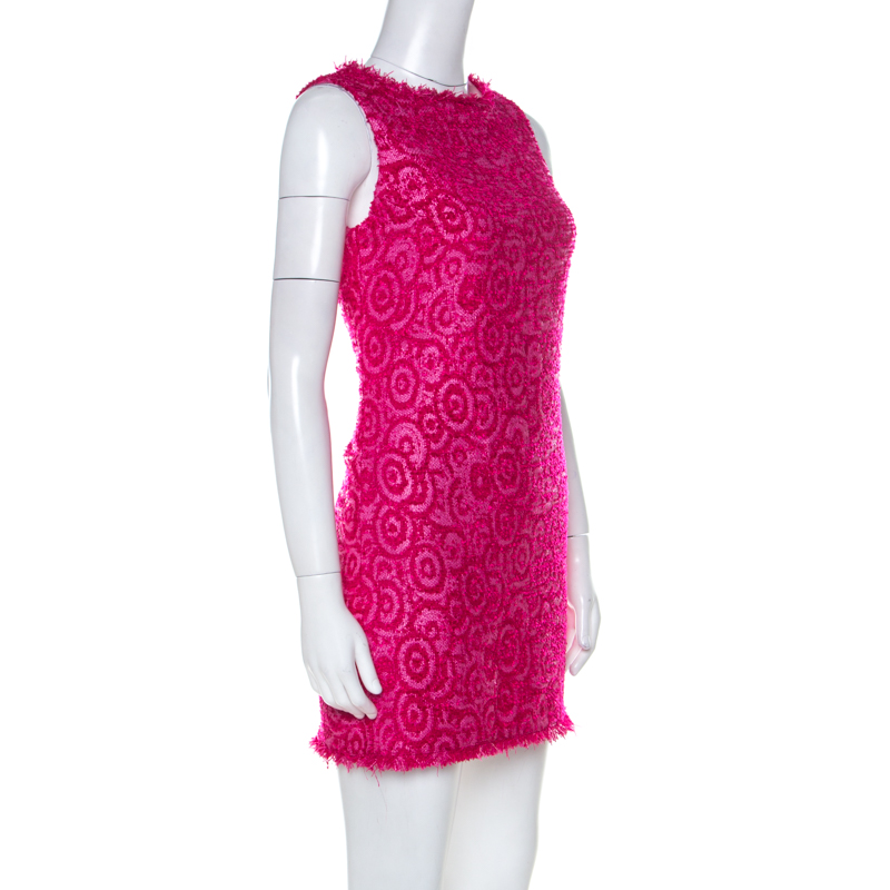 

Alice + Olivia Pink Geometric Pattern Wool Blend Short Dress