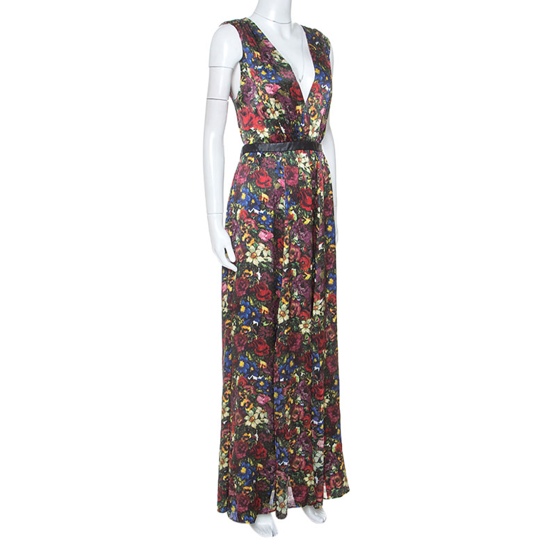 

Alice + Olivia Multicolor Floral Print Silk Triss Maxi Dress