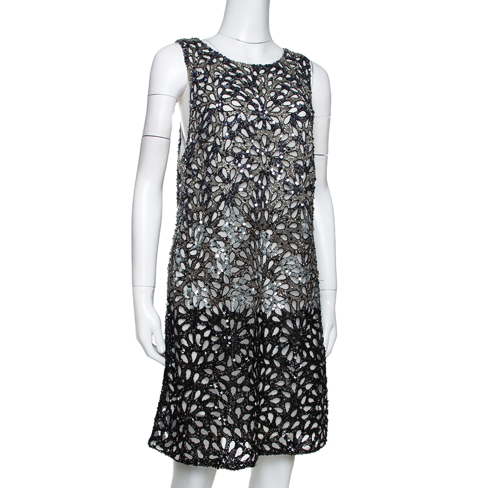 

Alice + Olivia Limited Edition Embellished Tulle Laser Cut Remi Shift Dress, Metallic