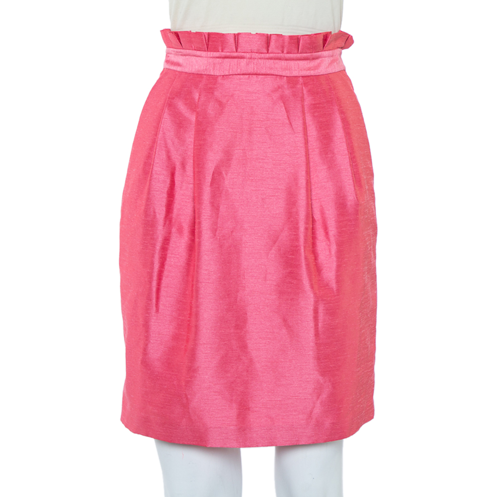 Pre-owned Alice And Olivia Pink Synthetic Paper Bag Waist Detail Mini Skirt Xs