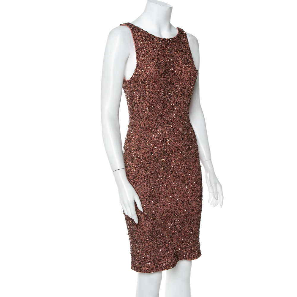 

Alice + Olivia Cameo Pink Sequined Sleeveless Kimber Dress