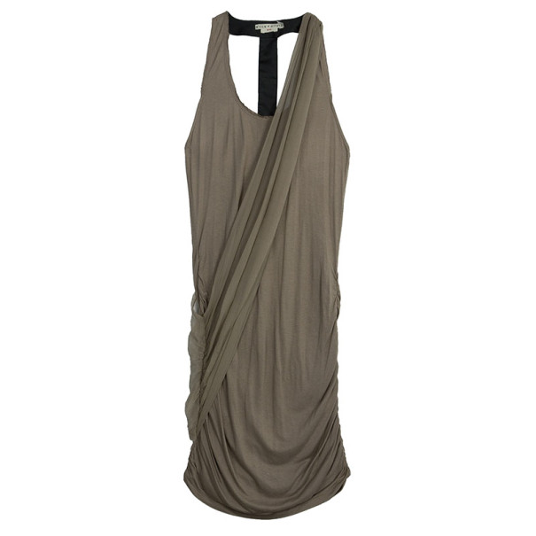 Alice + Olivia T-back Drape Khaki Green Silk Cotton Dress M
