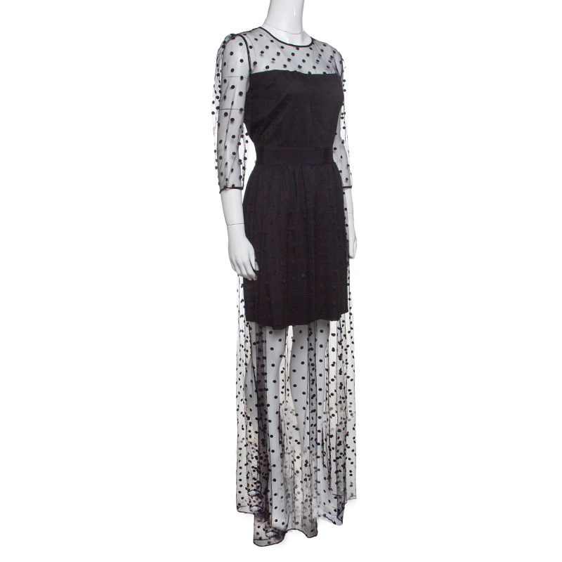 

ALICE by Temperley Black Polka Dotted Celia Maxi Dress