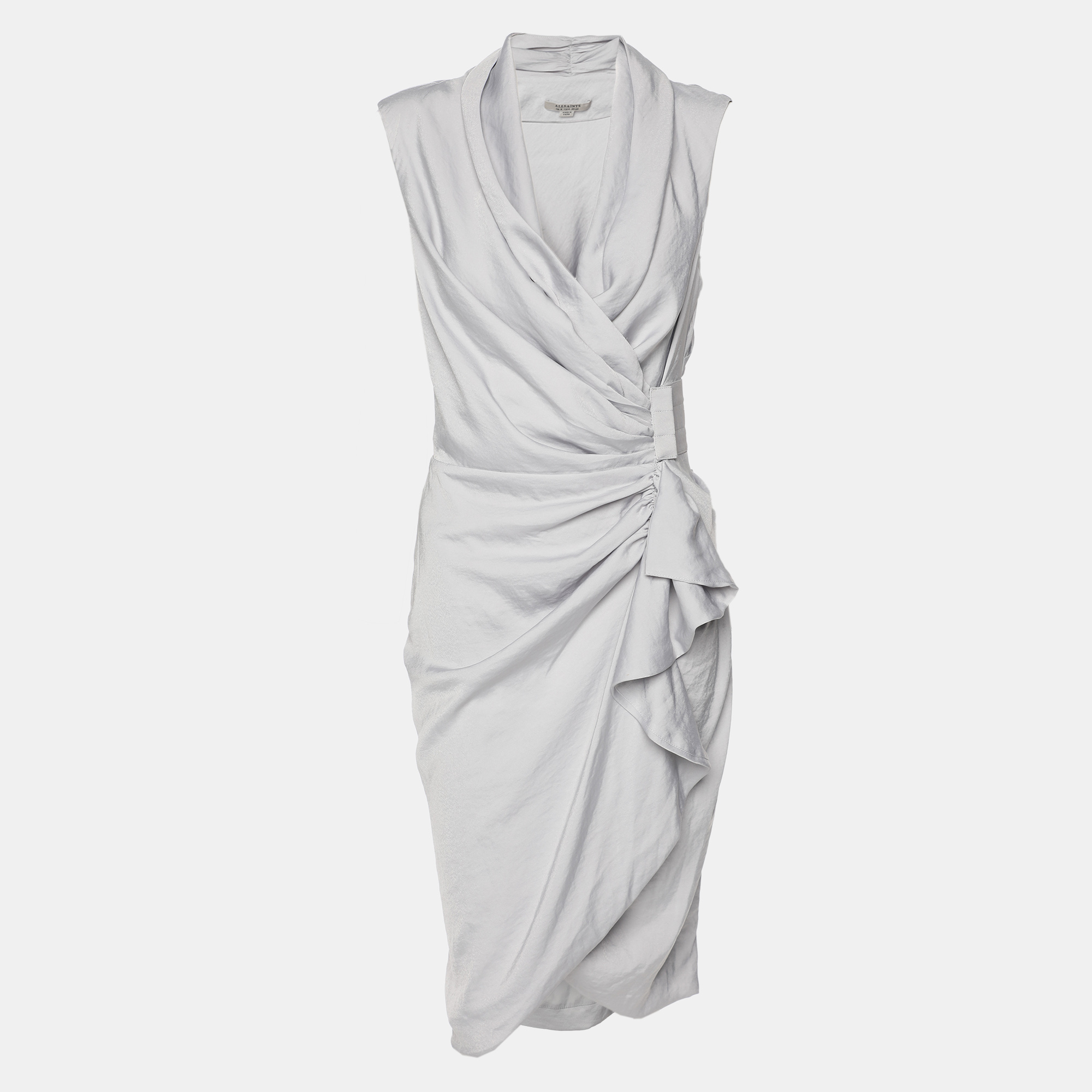 

All Saints Grey Satin Cancity Dress S