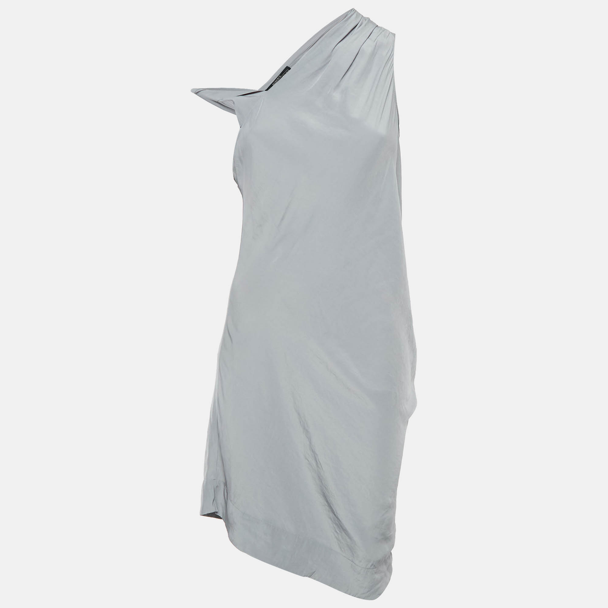 

All Saints Grey Crepe Asymmetric Sleeveless Midi Dress M