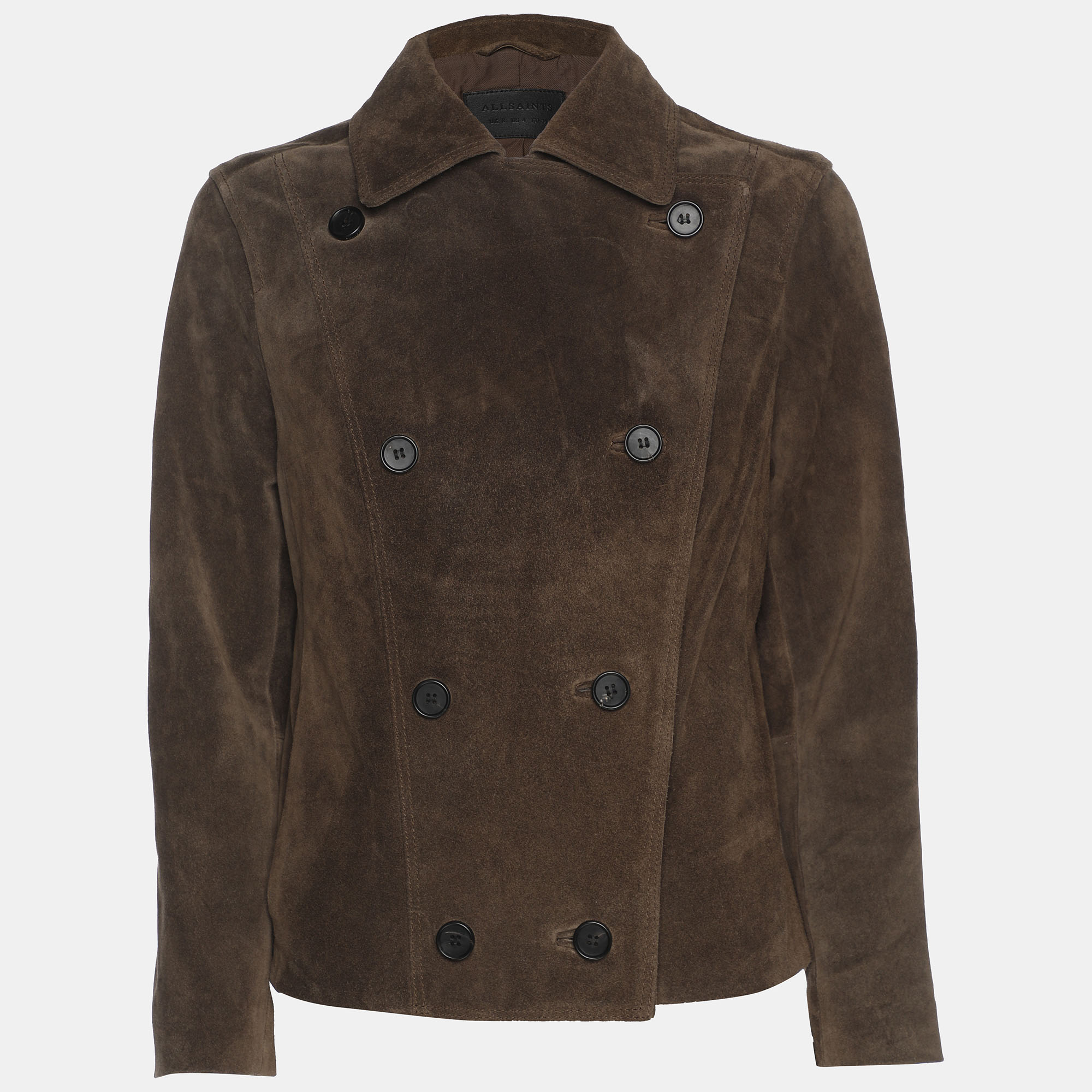 

All Saints Brown Suede Double Breasted Jacket S