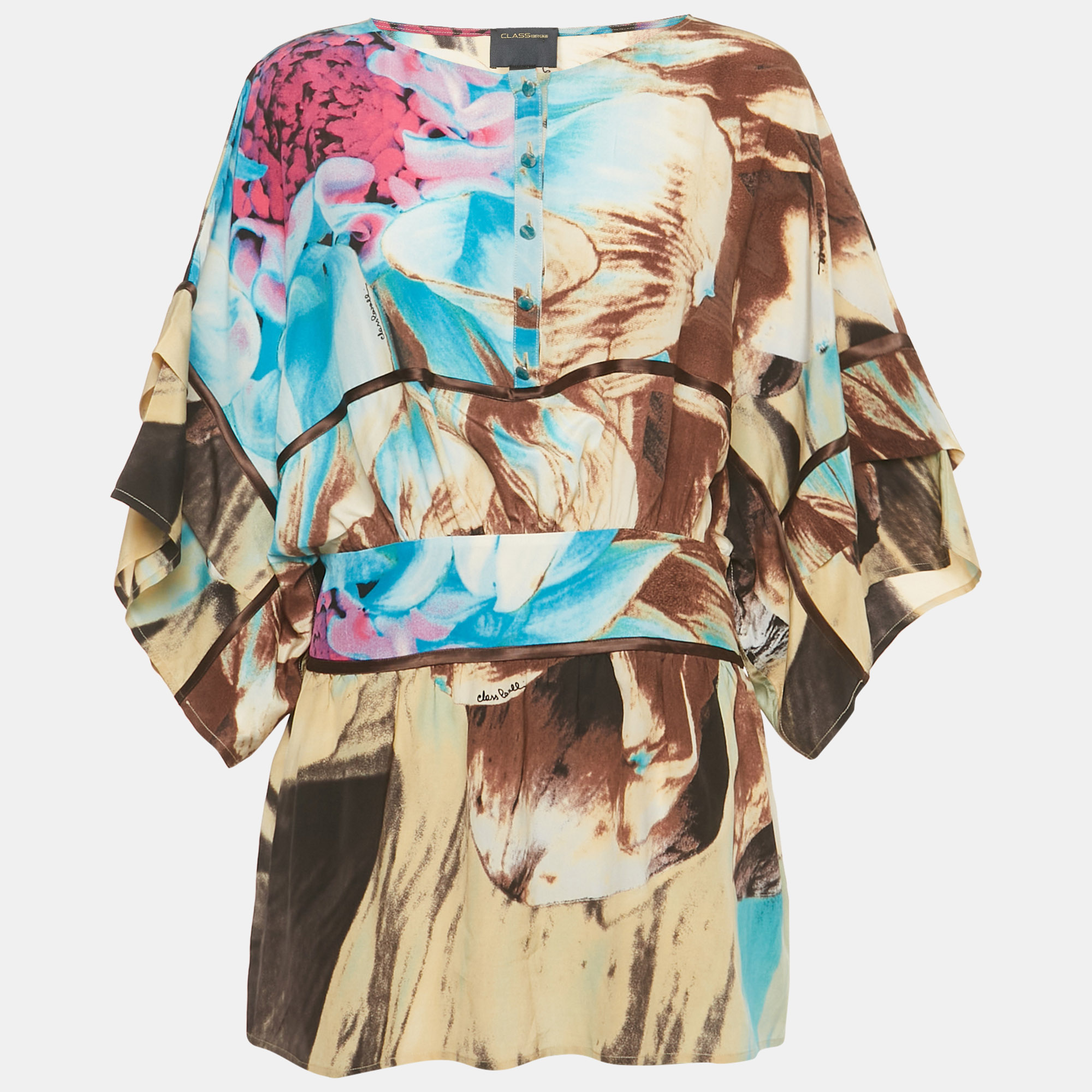 Pre-owned Allsaints Sage Green Printed Satin Orion Sanibel Midi Dress M
