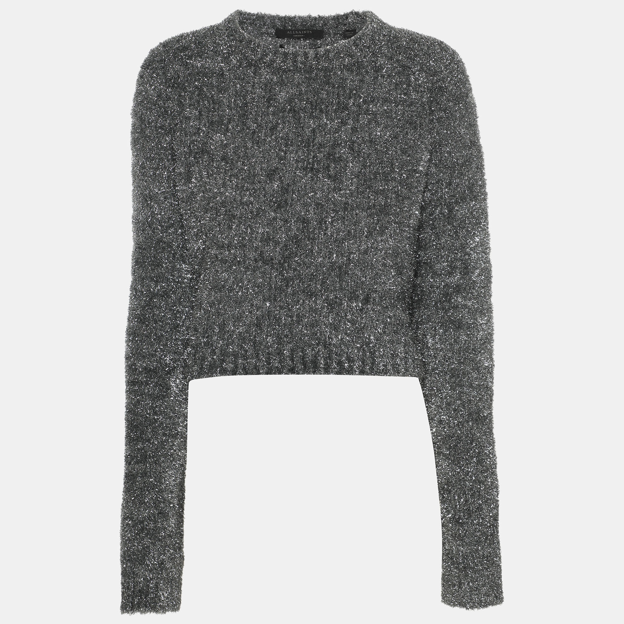 

All Saints Silver/Grey Lurex Knit Tops M