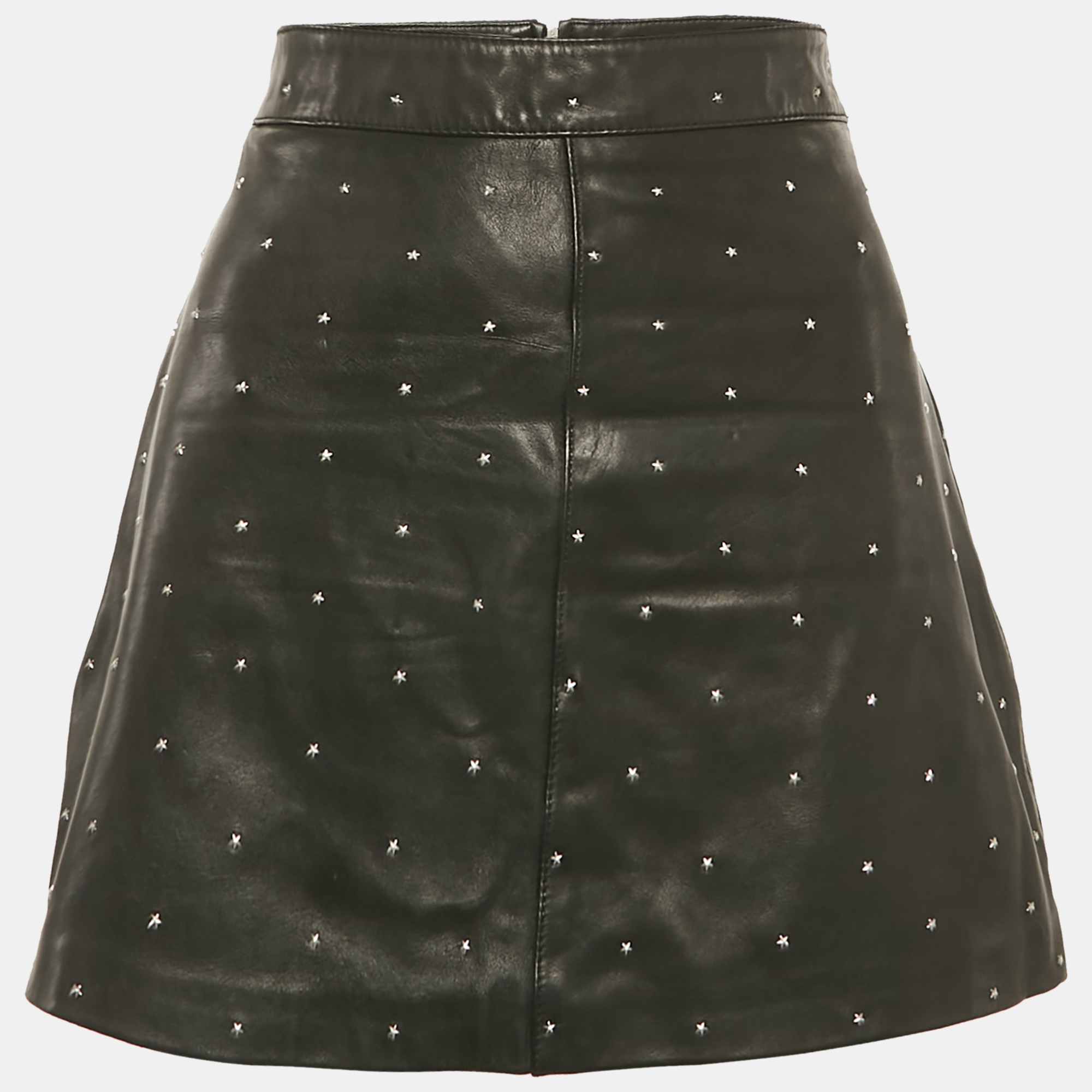 

All Saints Black Leather Lyra Star Skirt M
