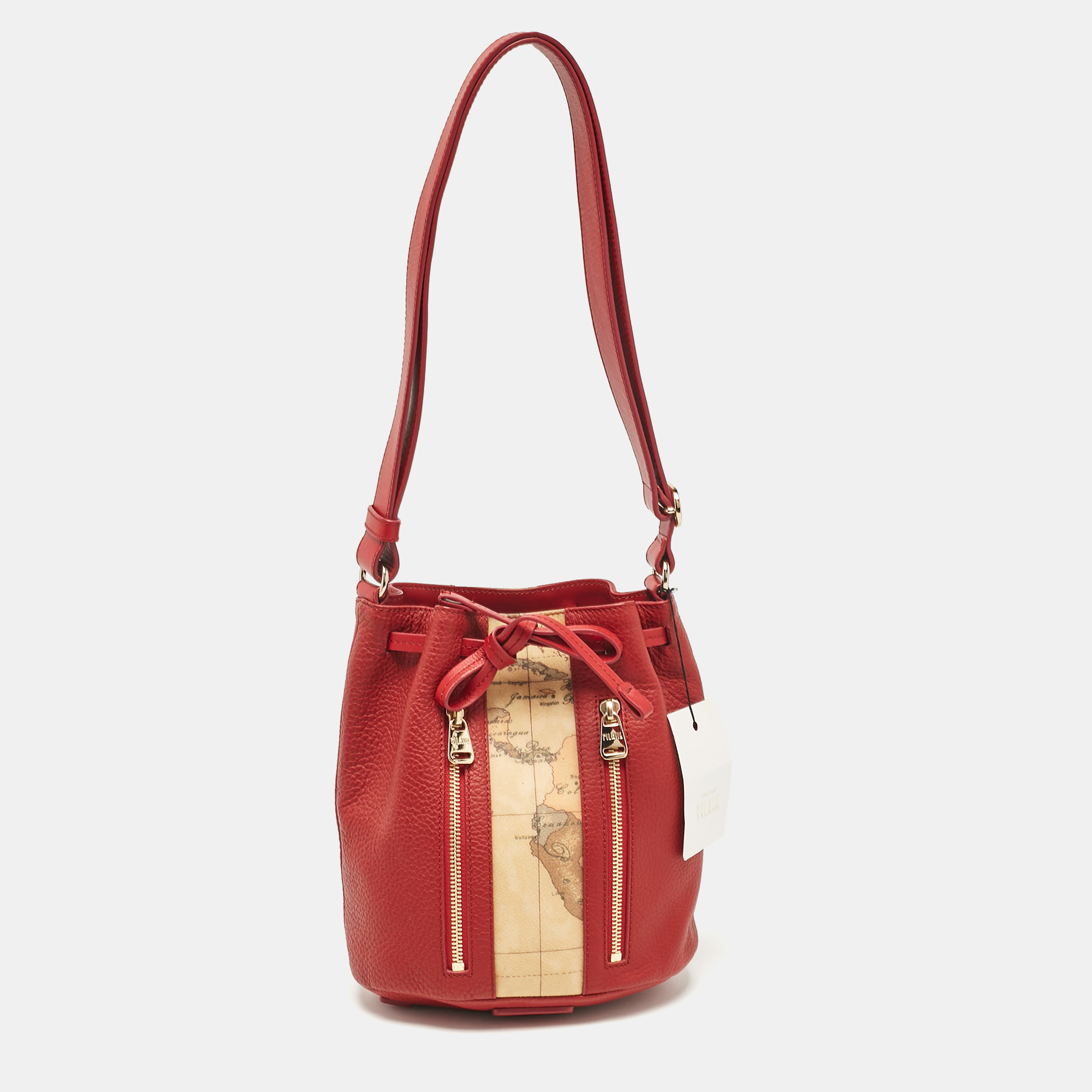 

Alviero Martini 1A Classe Dark Red Leather  Geo Bucket Bag